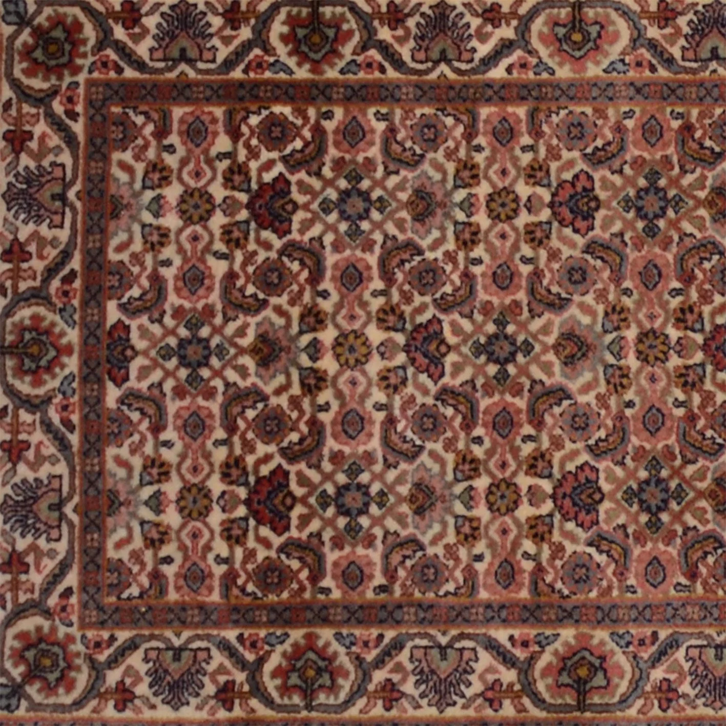 Hand-Knotted Wool Bijar Indian Rug, 76 × 368 cm