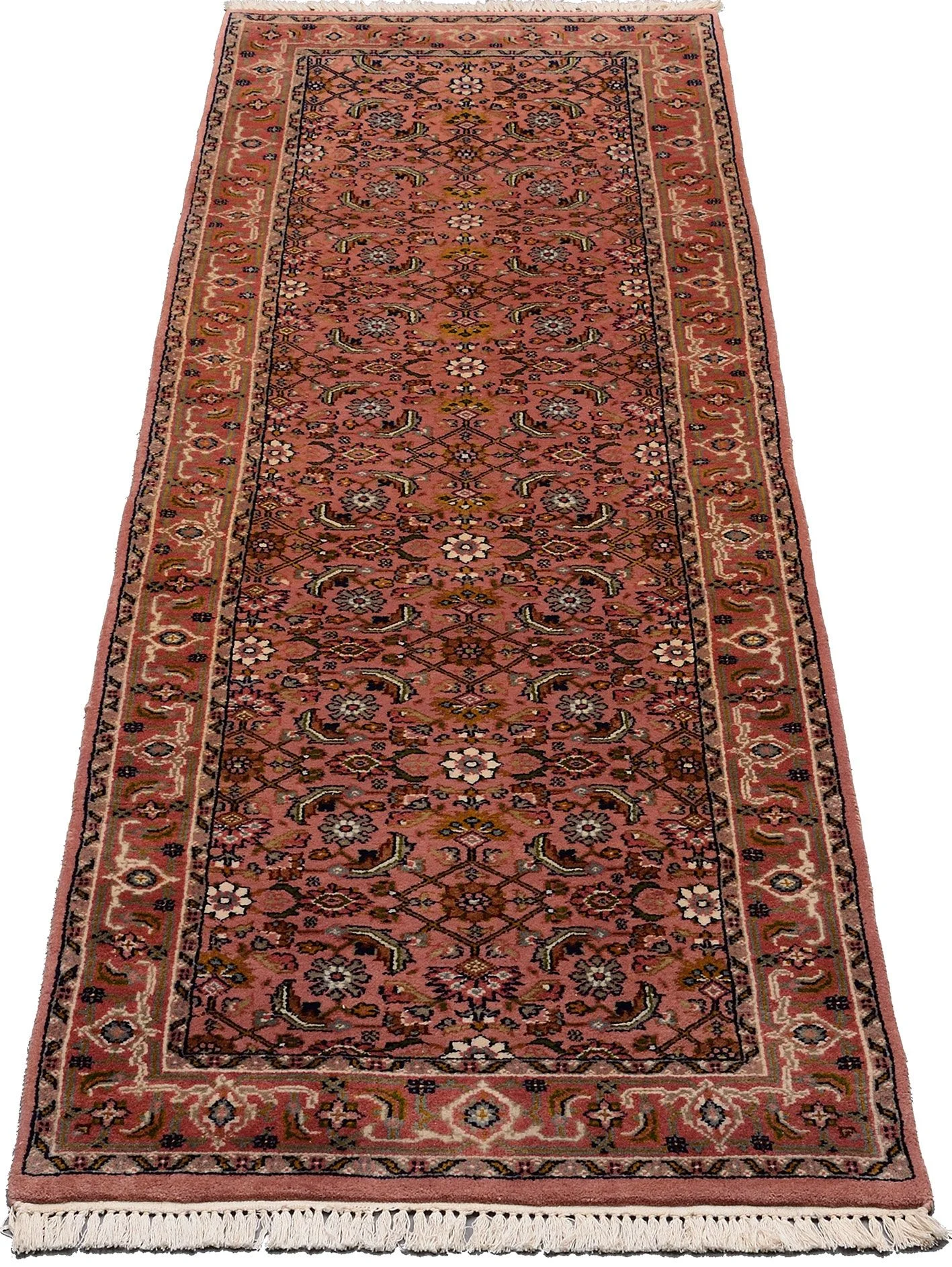 Hand-Knotted Wool Bijar Indian Rug, 80 × 255 cm