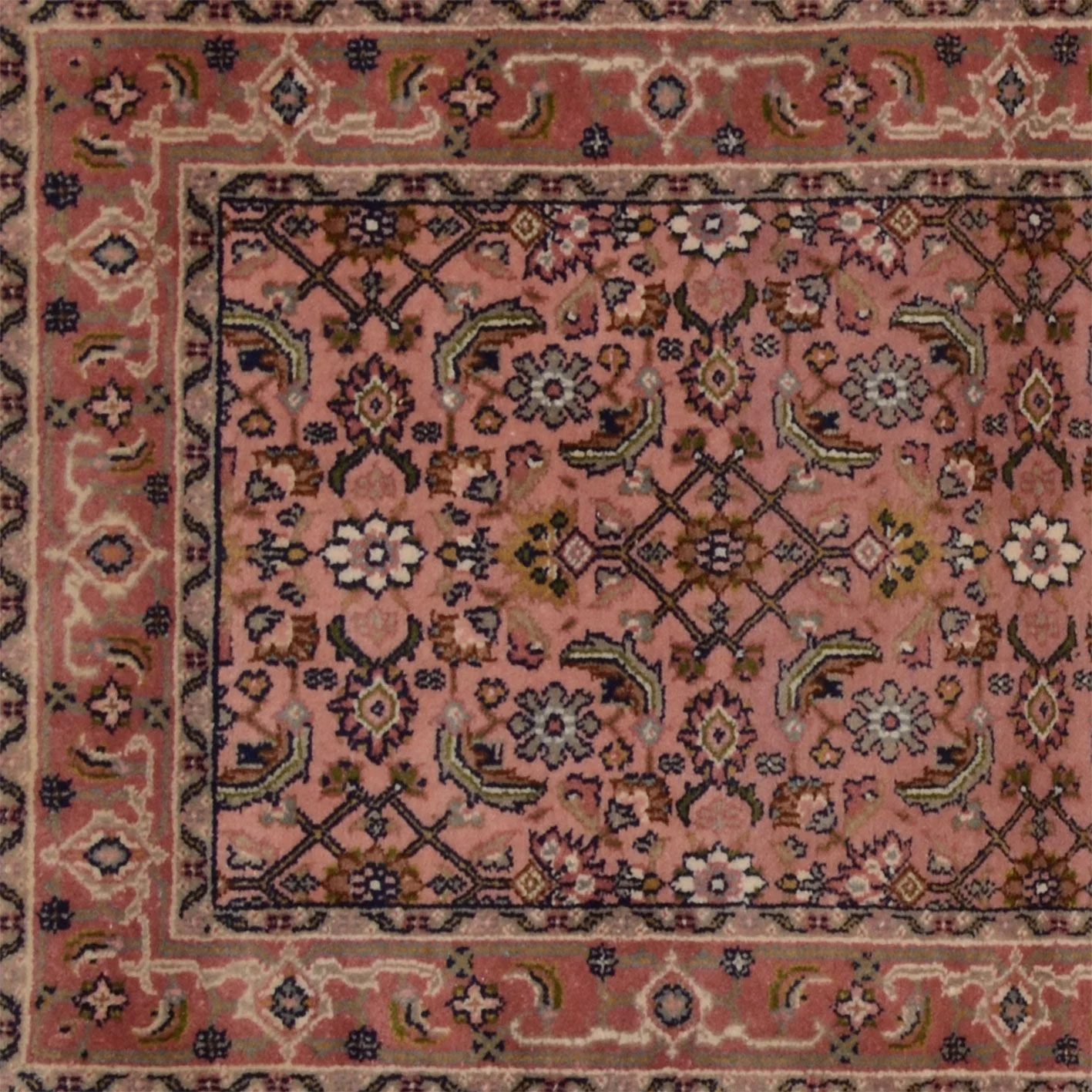 Hand-Knotted Wool Bijar Indian Rug, 80 × 255 cm