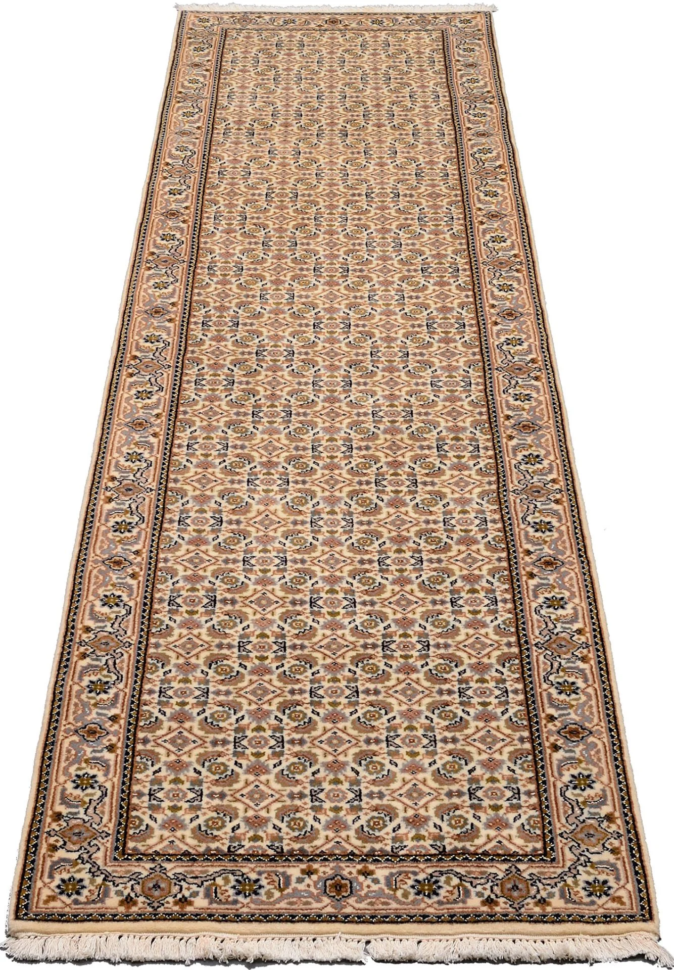 Hand-Knotted Wool Tabriz Indian Rug, 80 × 303 cm