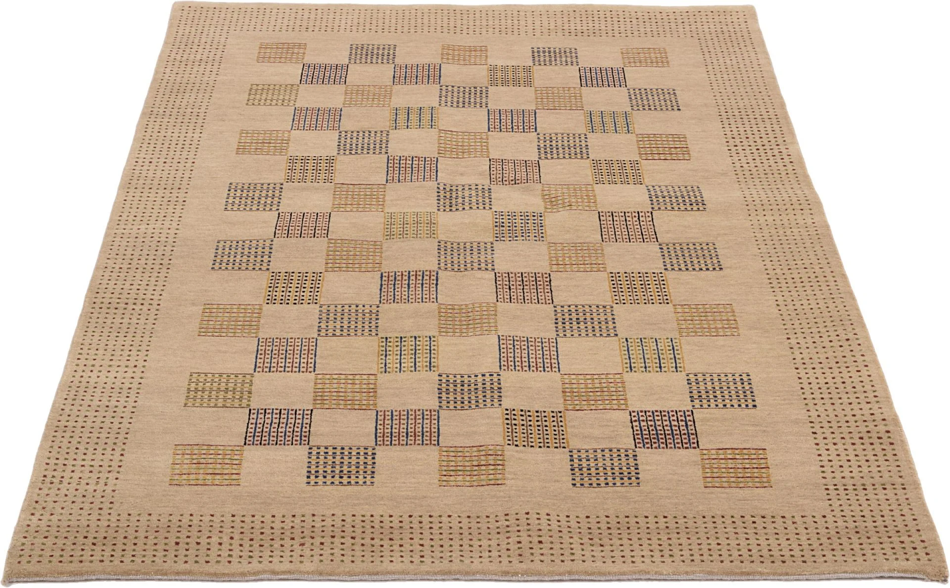 Hand-Knotted Wool Loribaft Indian Rug, 140 × 207 cm