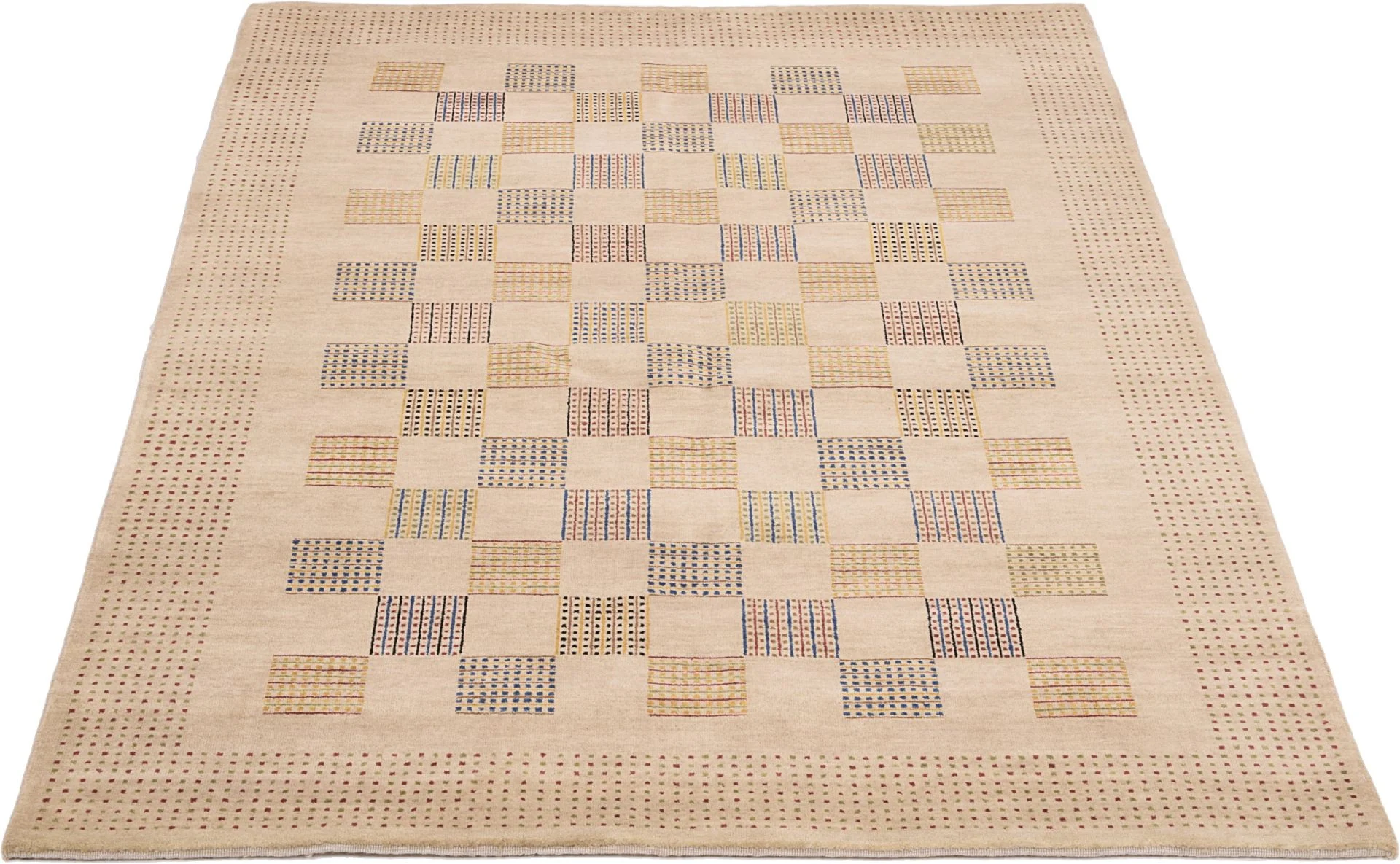 Hand-Knotted Wool Loribaft Indian Rug, 140 × 207 cm