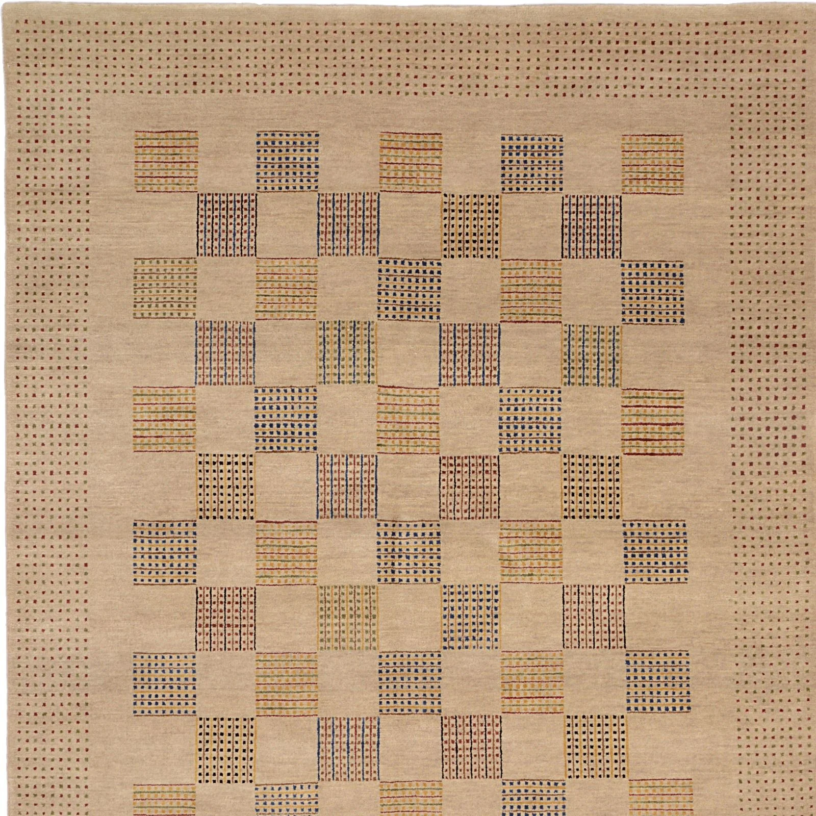 Hand-Knotted Wool Loribaft Indian Rug, 140 × 207 cm