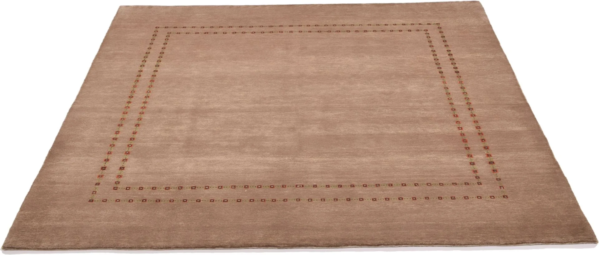 Hand-Knotted Wool Loribaft Indian Rug, 195 × 196 cm