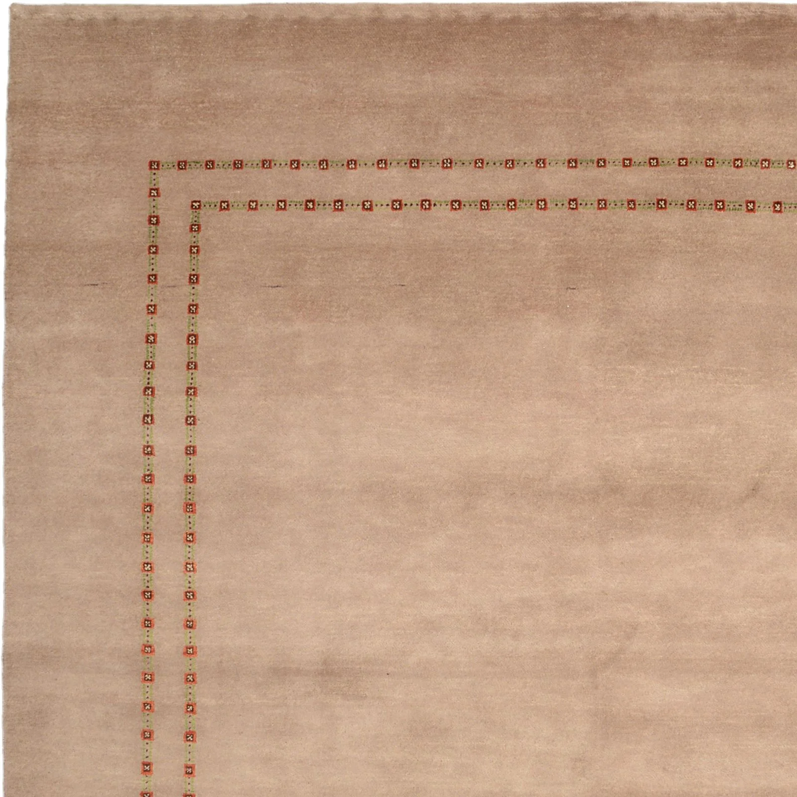 Hand-Knotted Wool Loribaft Indian Rug, 195 × 196 cm