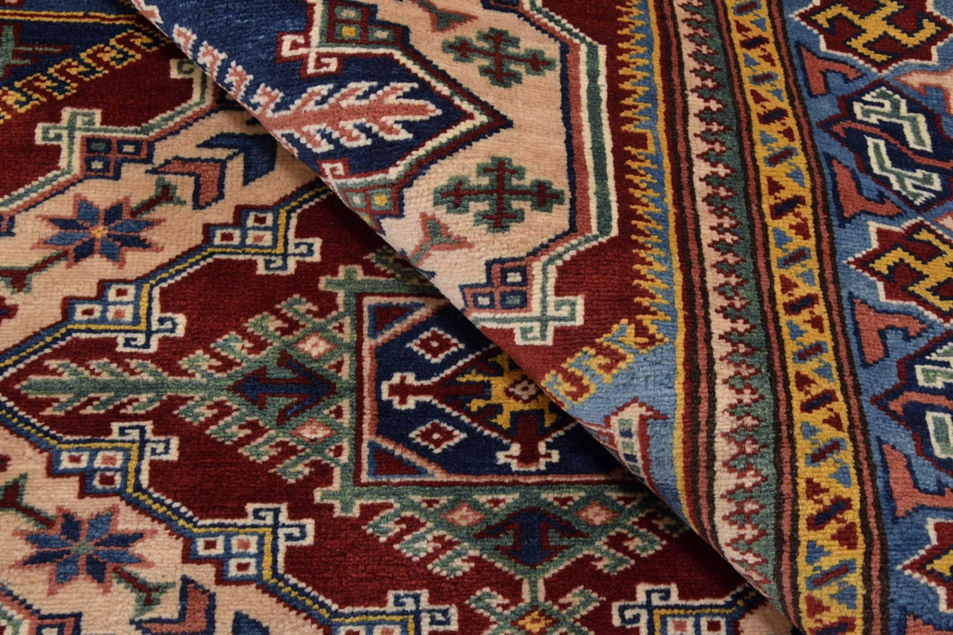 Kazak Indian Rug — hand-knotted, 126 × 161 cm
