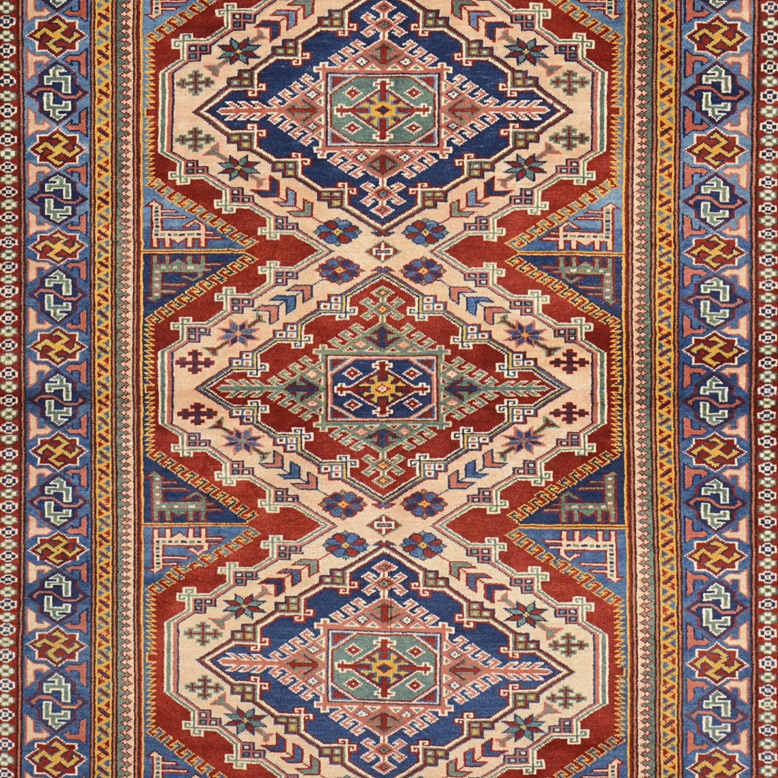 Kazak Indian Rug — hand-knotted, 126 × 161 cm