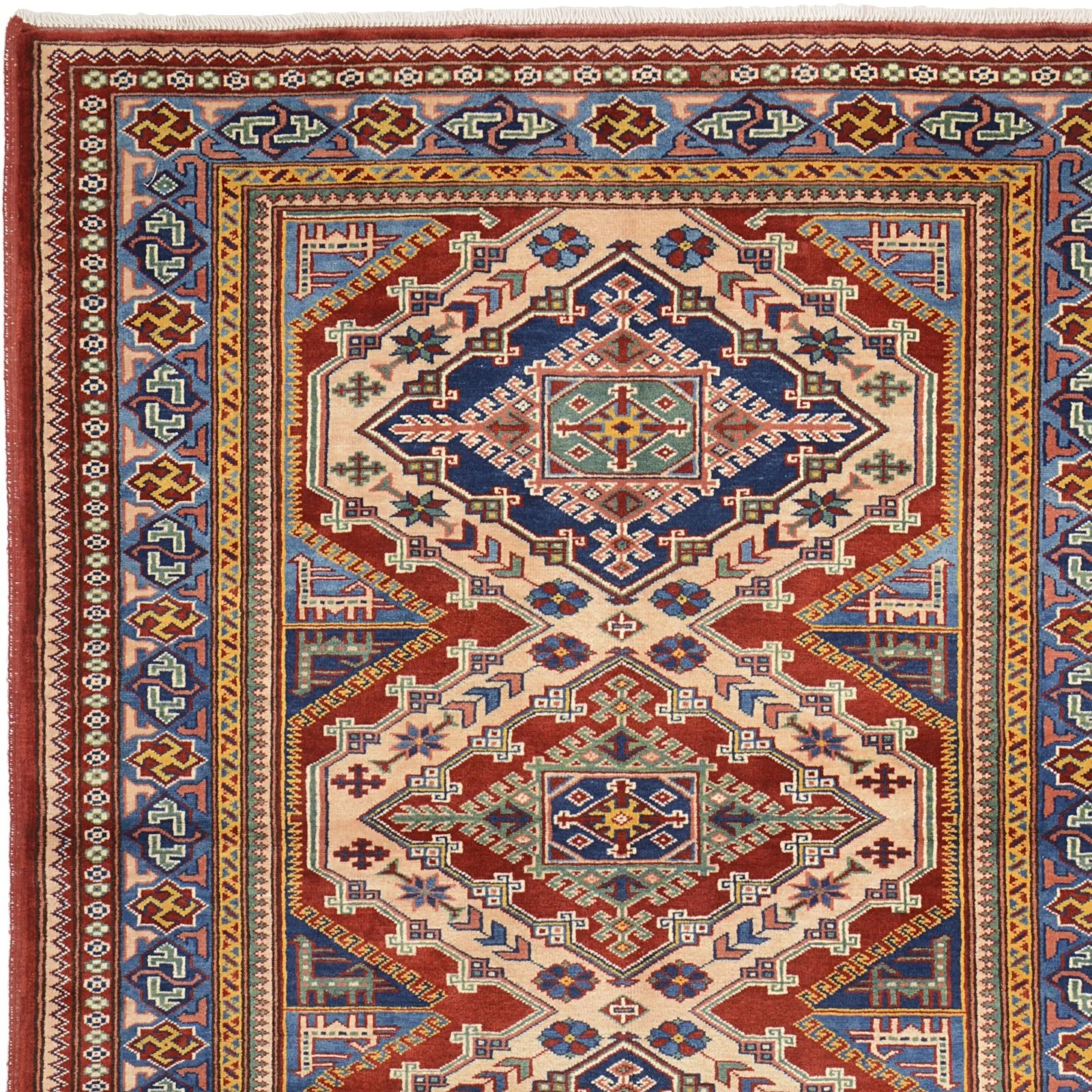 Kazak Indian Rug — hand-knotted, 126 × 161 cm