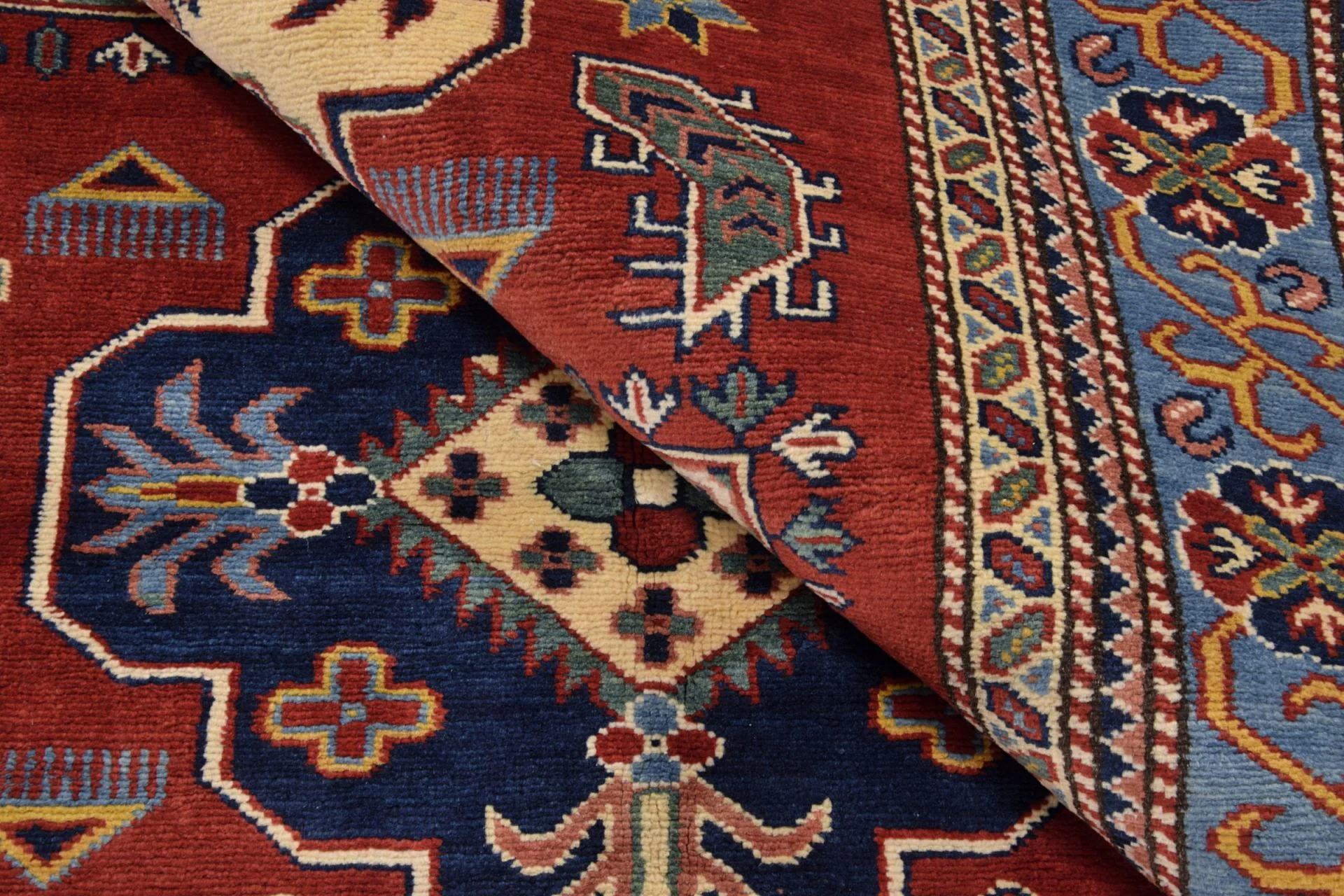 Kazak Indian Rug — hand-knotted, 126 × 186 cm