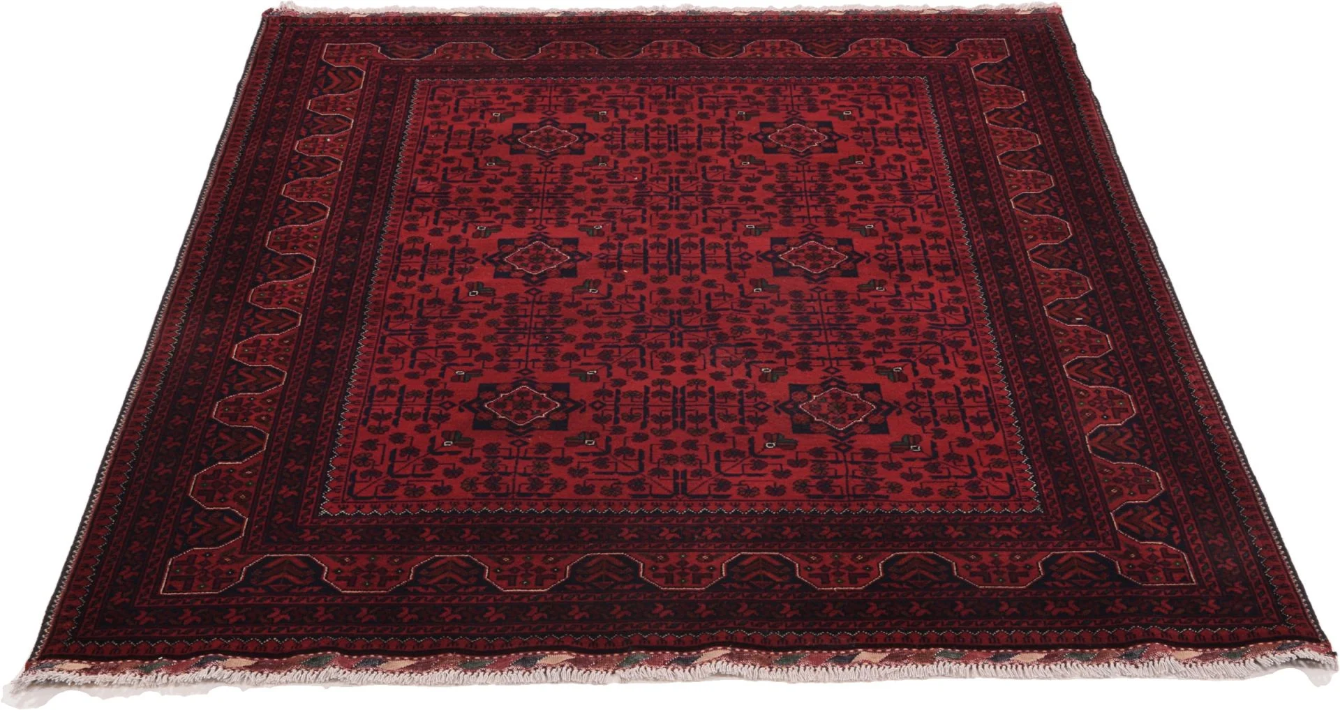 Hand-Knotted Wool Pakistani Rug, 151 × 193 cm