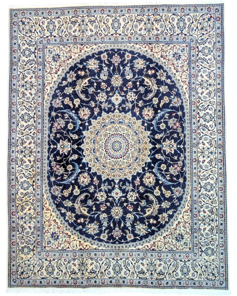 Nain Persian Rug — hand-knotted, 255 × 199 cm, Wool & Silk