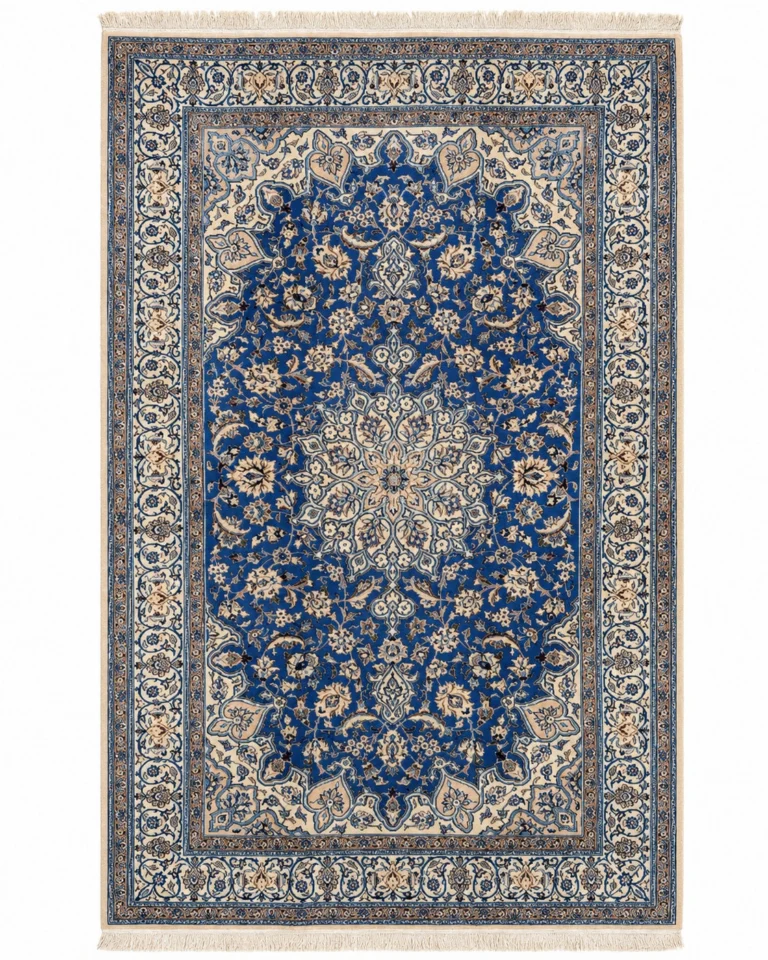 Nain Persian Rug — hand-knotted, 217 × 176 cm, Wool & Silk