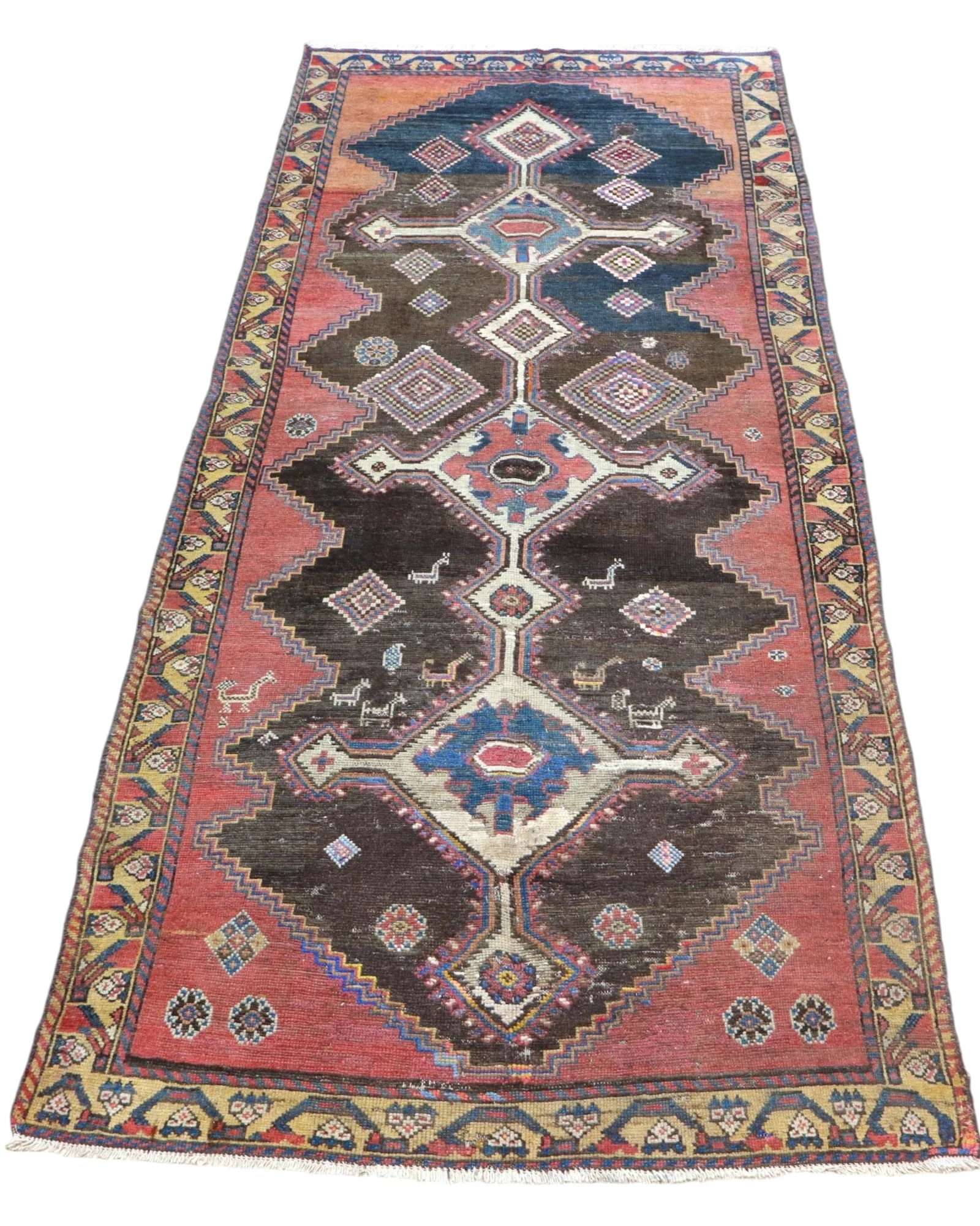 Hand-Knotted Wool Bakhtiari Persian Rug, 238 × 105 cm
