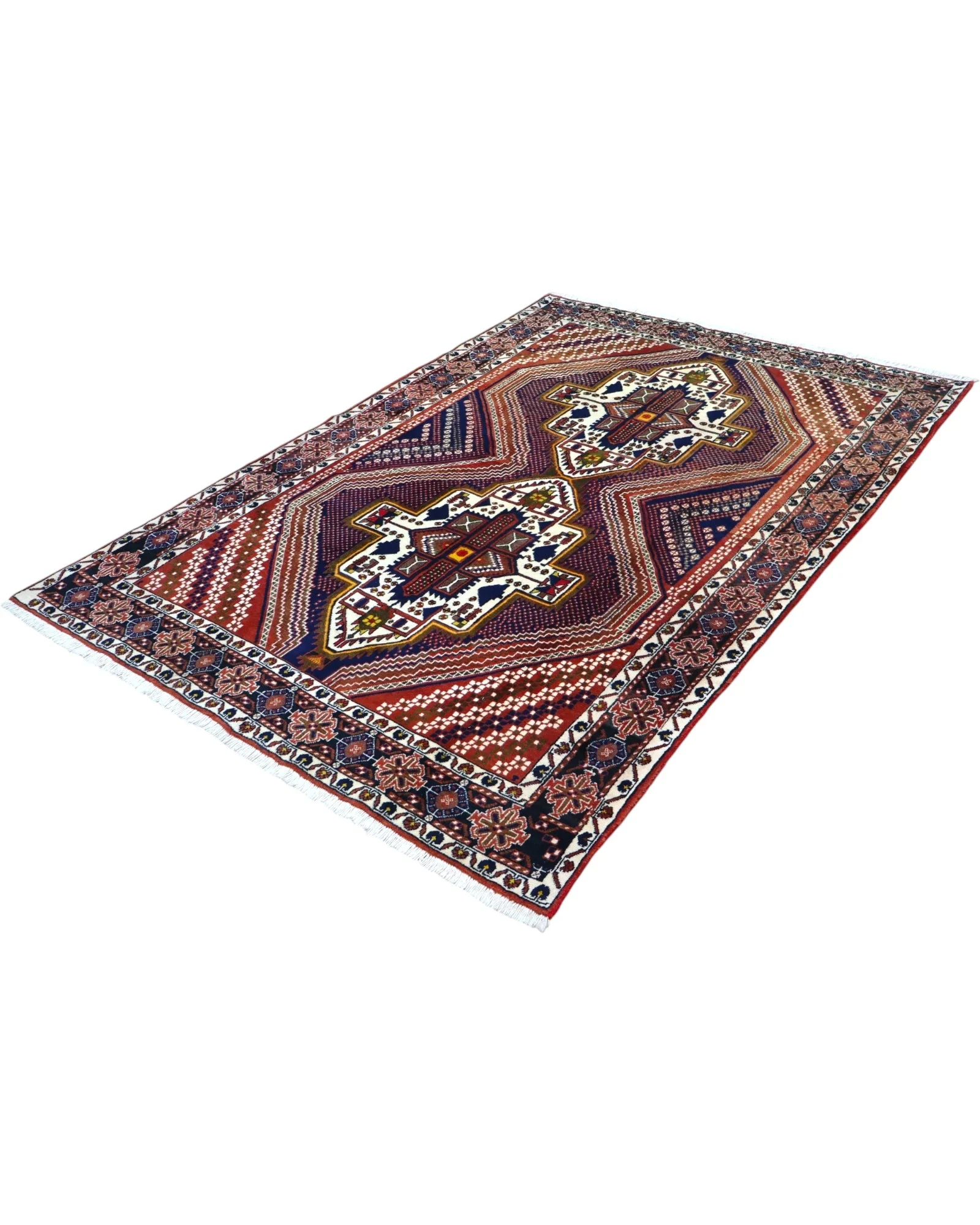 Afshar Persian Rug 223 × 157 cm, Wool, hand-knotted