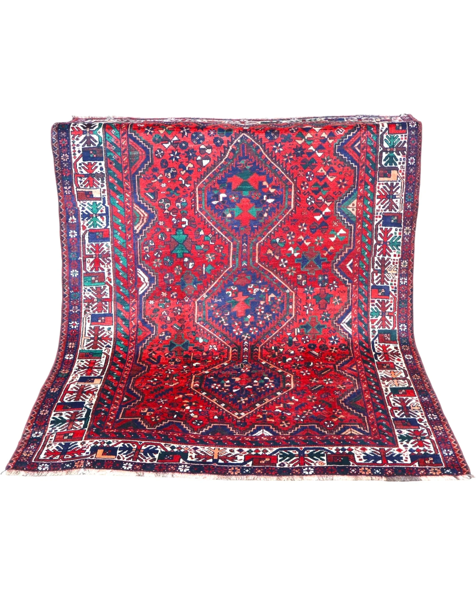 Shiraz Persian Rug — hand-knotted, 217 × 168 cm, Wool