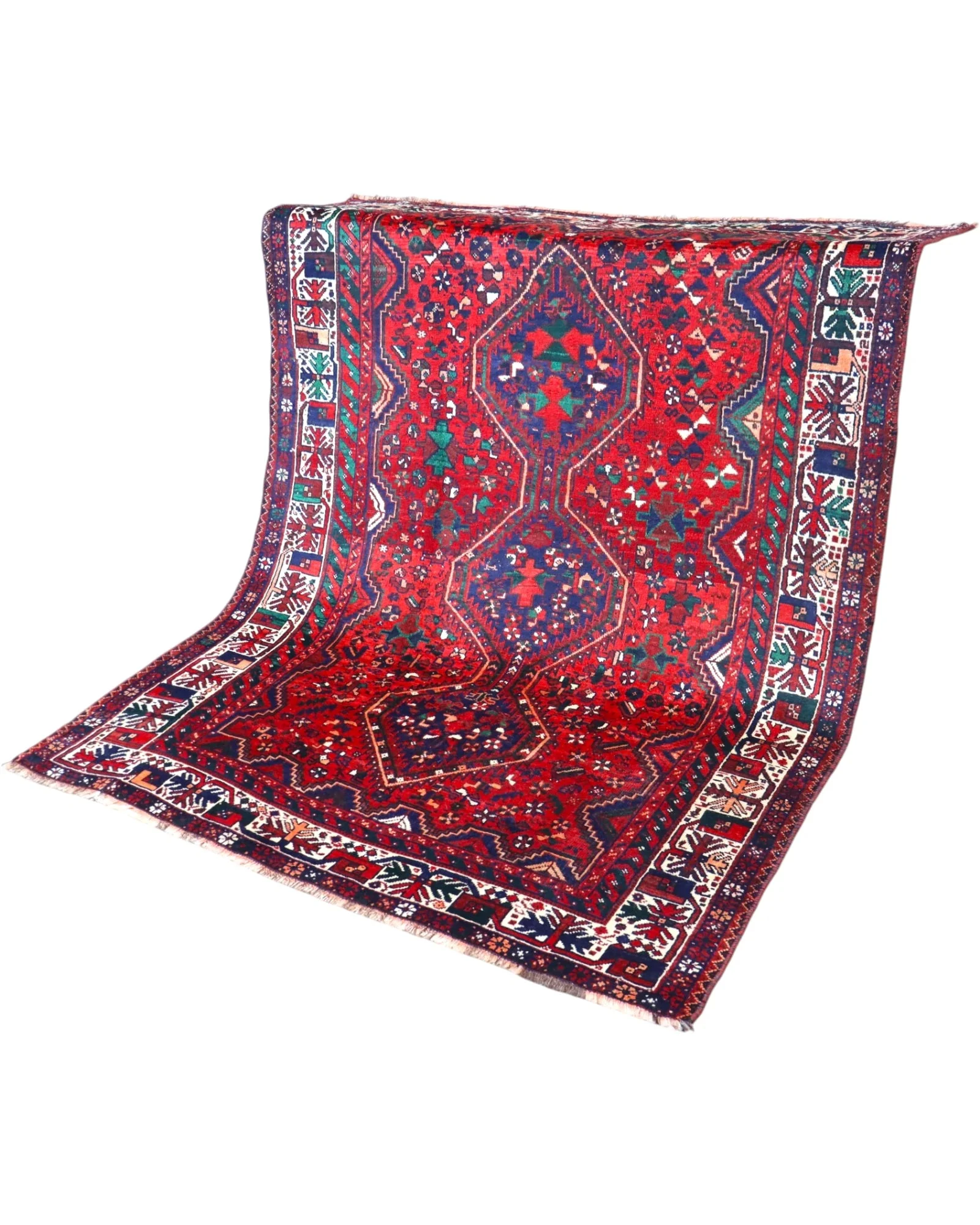 Shiraz Persian Rug — hand-knotted, 217 × 168 cm, Wool