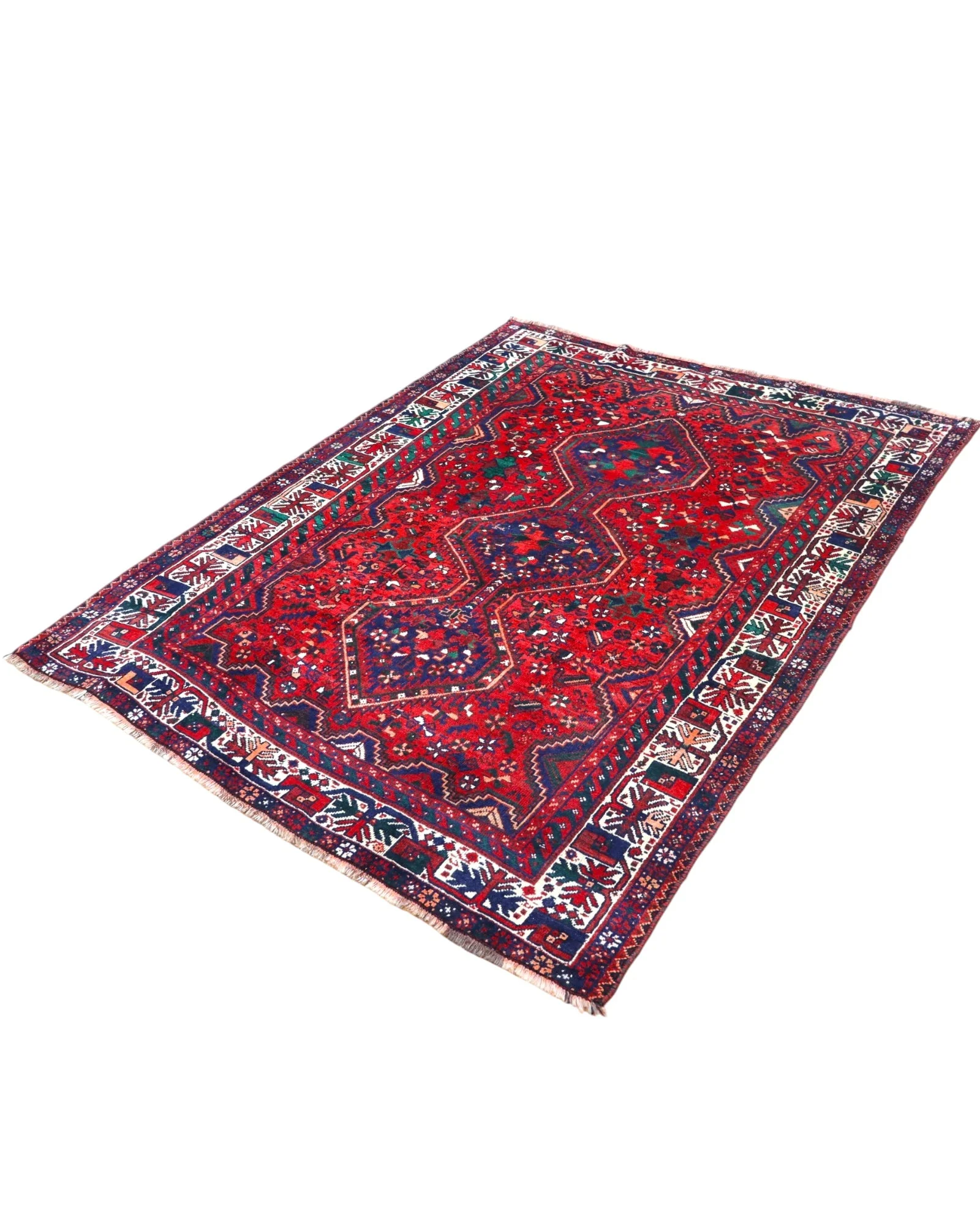Shiraz Persian Rug — hand-knotted, 217 × 168 cm, Wool