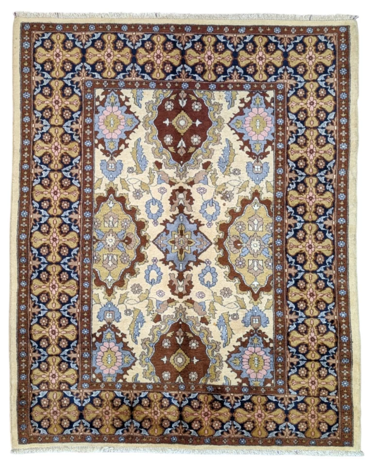 Hand-Knotted Wool & Silk Kashmir Oriental Rug, 159 × 130 cm