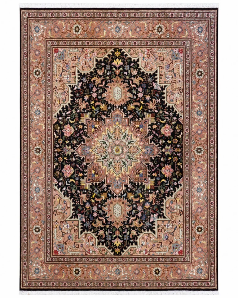 Tabriz Persian Rug — hand-knotted, 202 × 136 cm, Wool & Silk
