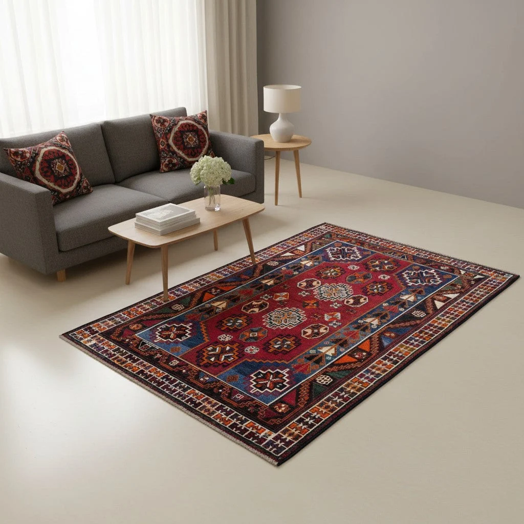 Hand-Knotted Wool Hamadan Persian Rug, 233 × 160 cm