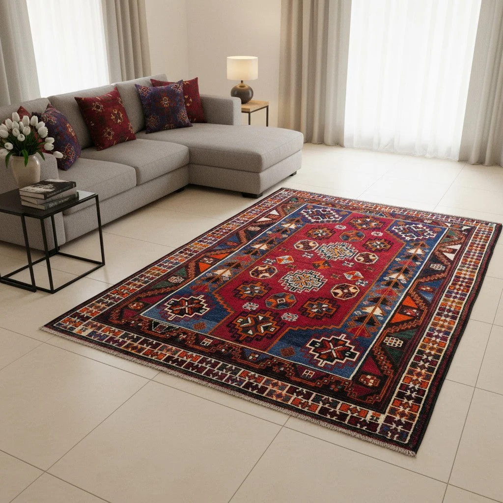 Hand-Knotted Wool Hamadan Persian Rug, 233 × 160 cm