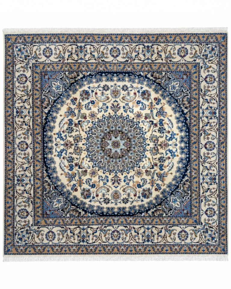 Nain Persian Rug 197 × 193 cm, Wool & Silk, hand-knotted