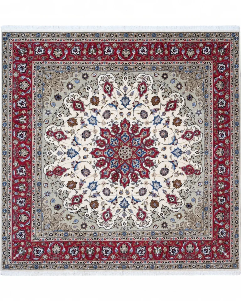Hand-Knotted Wool & Silk Tabriz Persian Rug, 200 × 197 cm