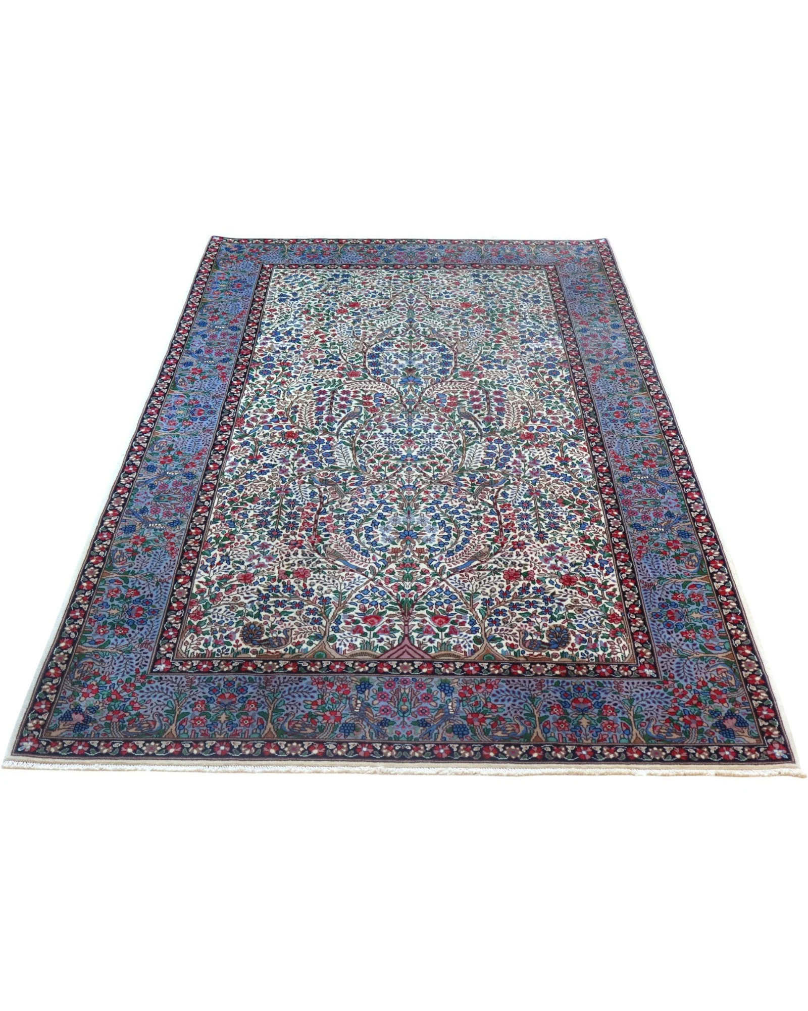 Hand-Knotted Wool Kerman Persian Rug, 243 × 156 cm