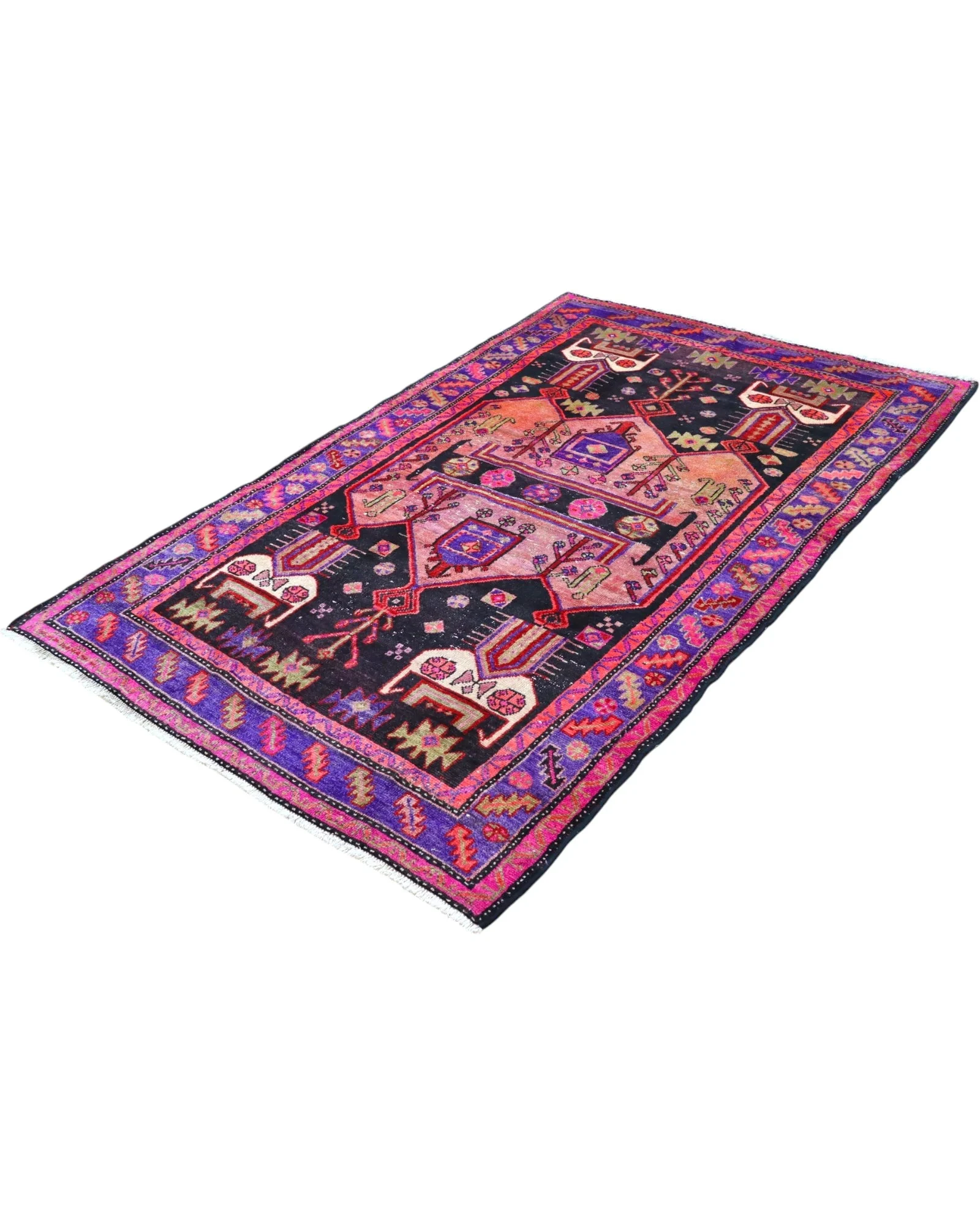 Hand-Knotted Wool Hamadan Persian Rug, 236 × 145 cm