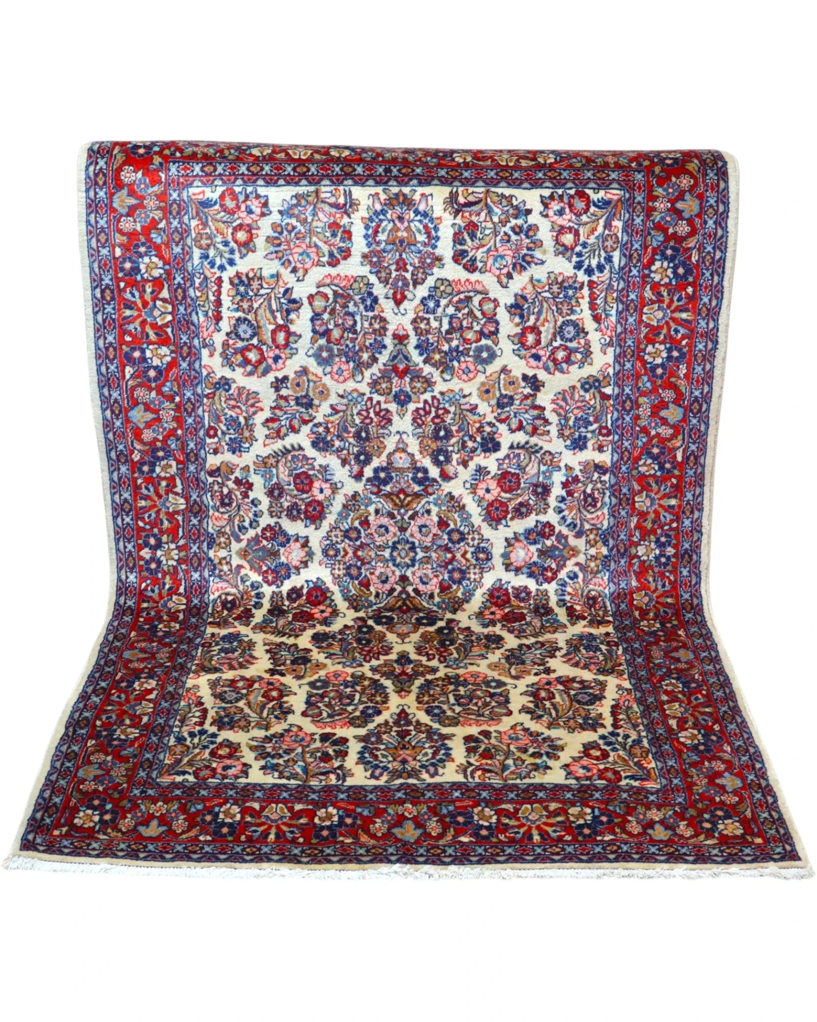 Hand-Knotted Wool Sarouk Persian Rug, 215 × 138 cm