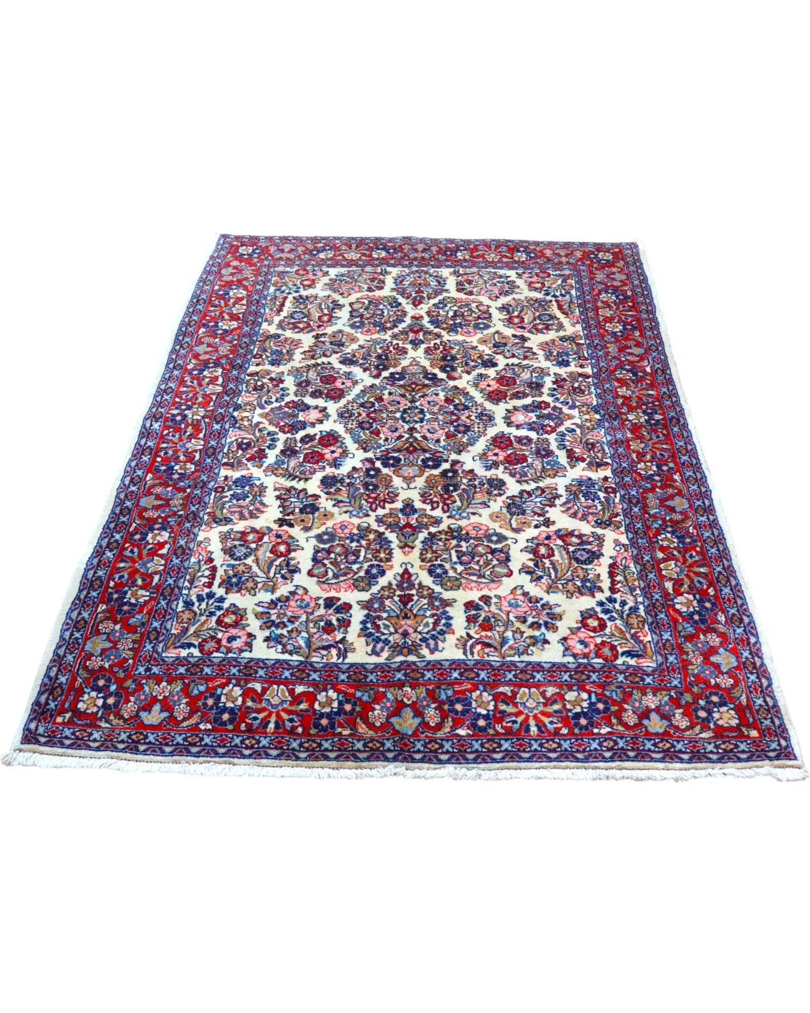 Hand-Knotted Wool Sarouk Persian Rug, 215 × 138 cm