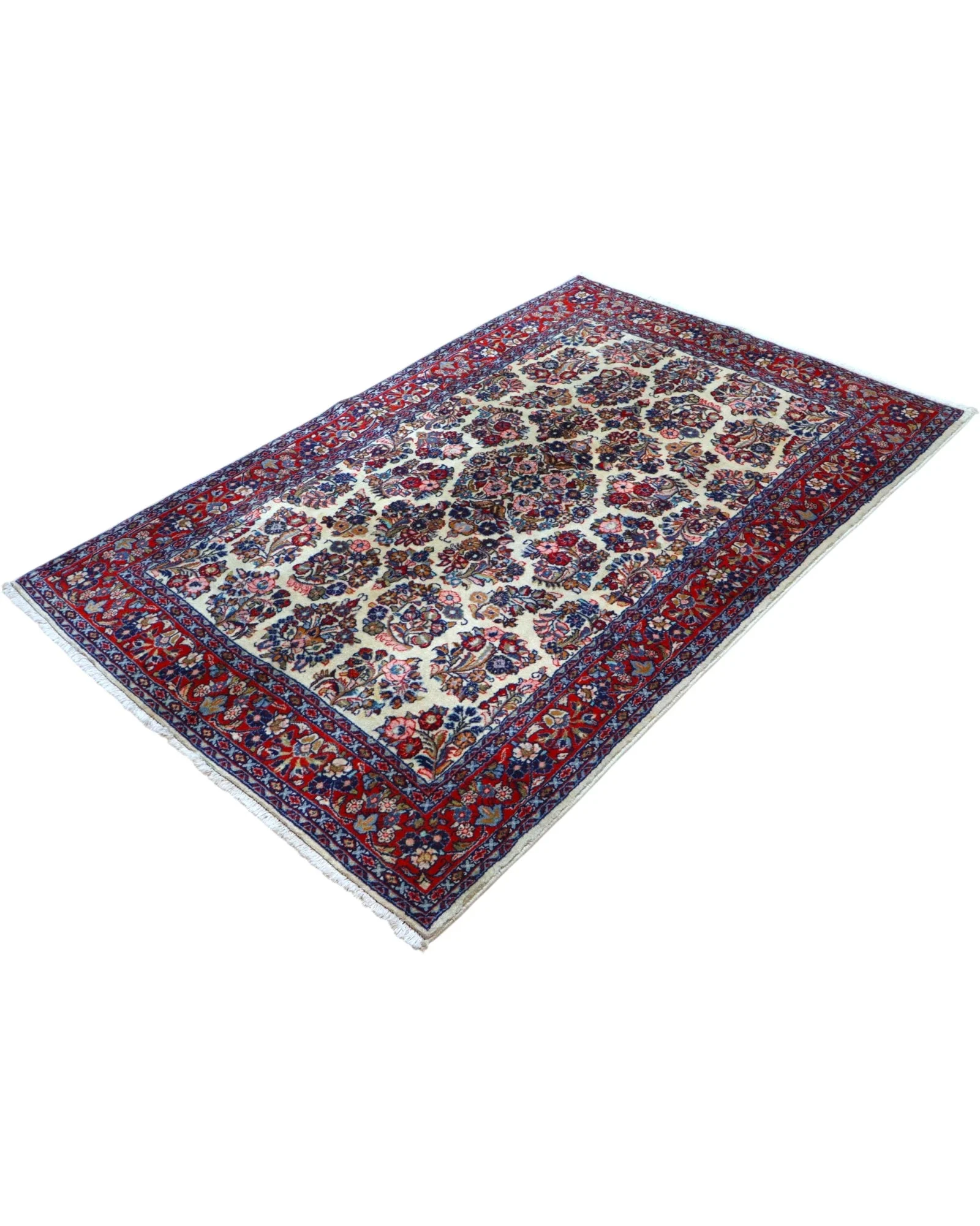 Hand-Knotted Wool Sarouk Persian Rug, 215 × 138 cm