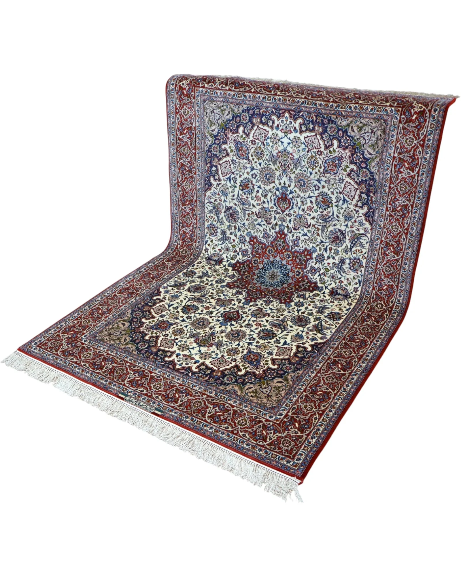 Isfahan Persian Rug — hand-knotted, 238 × 154 cm, Wool & Silk