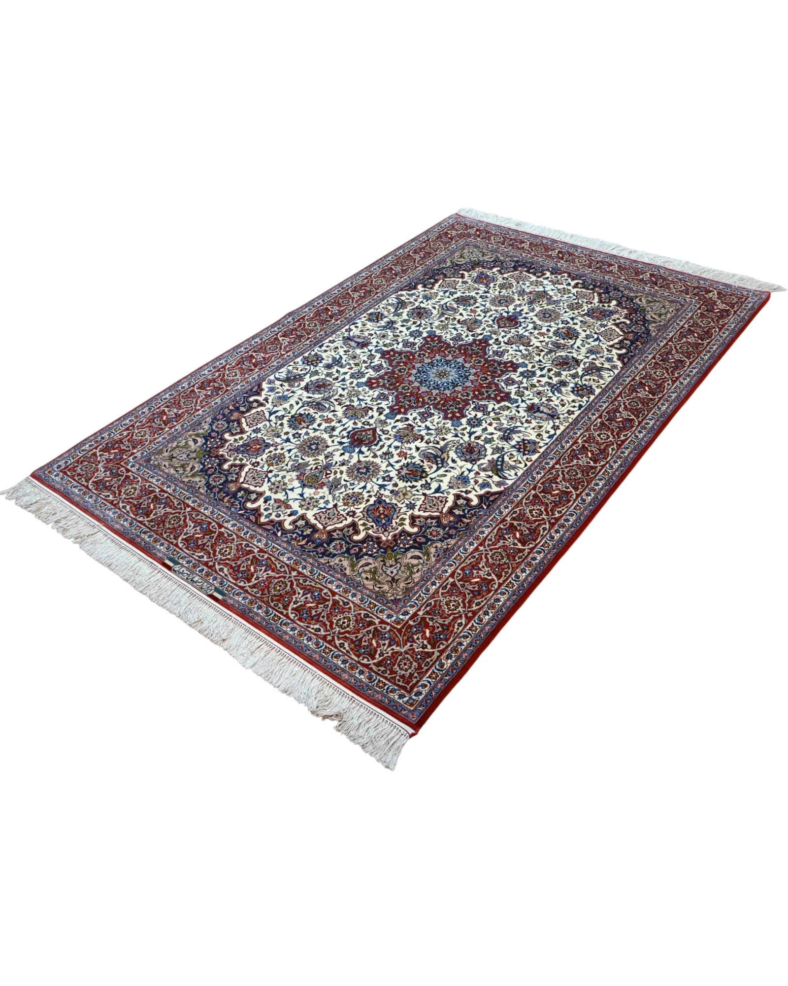 Isfahan Persian Rug — hand-knotted, 238 × 154 cm, Wool & Silk