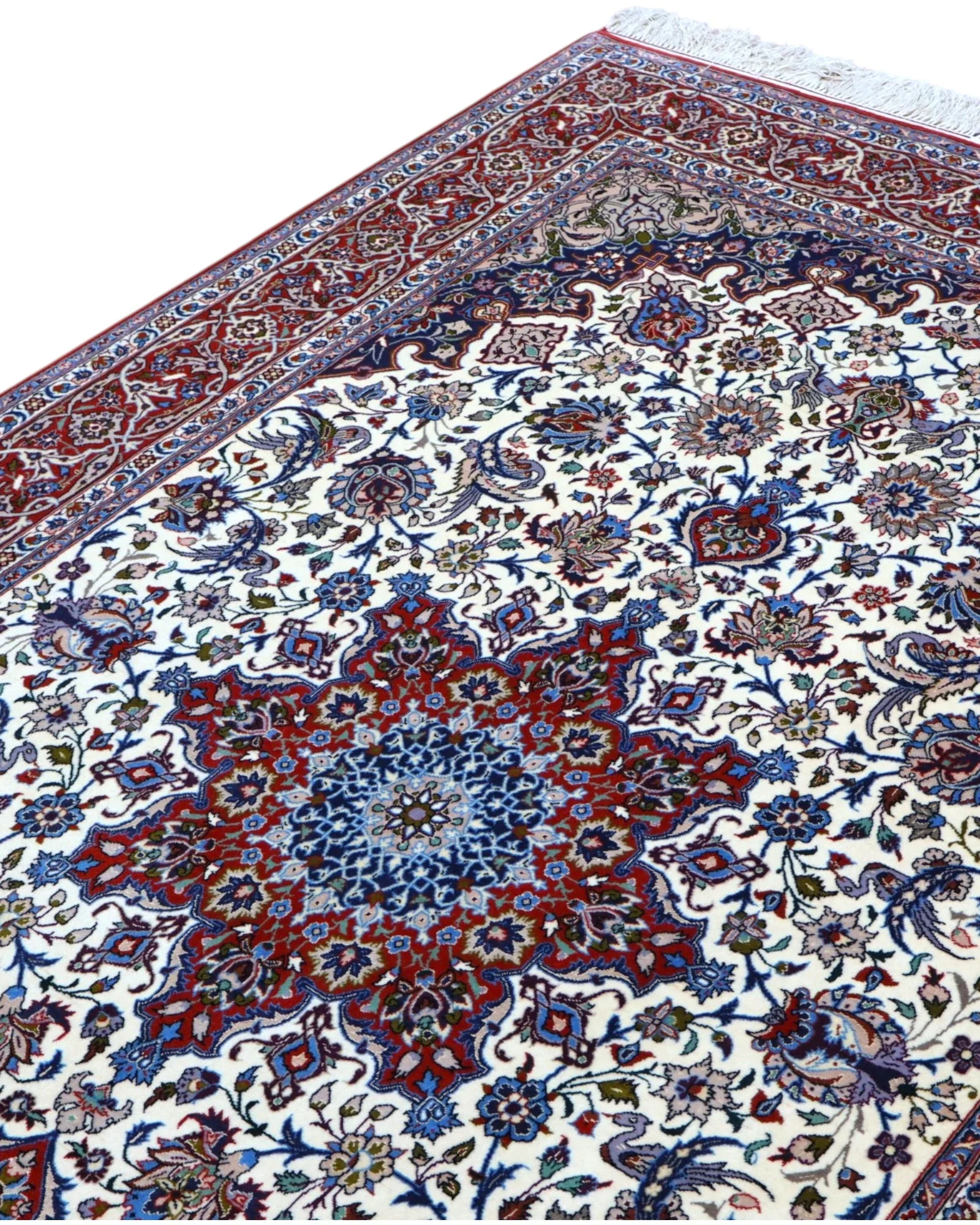Isfahan Persian Rug — hand-knotted, 238 × 154 cm, Wool & Silk