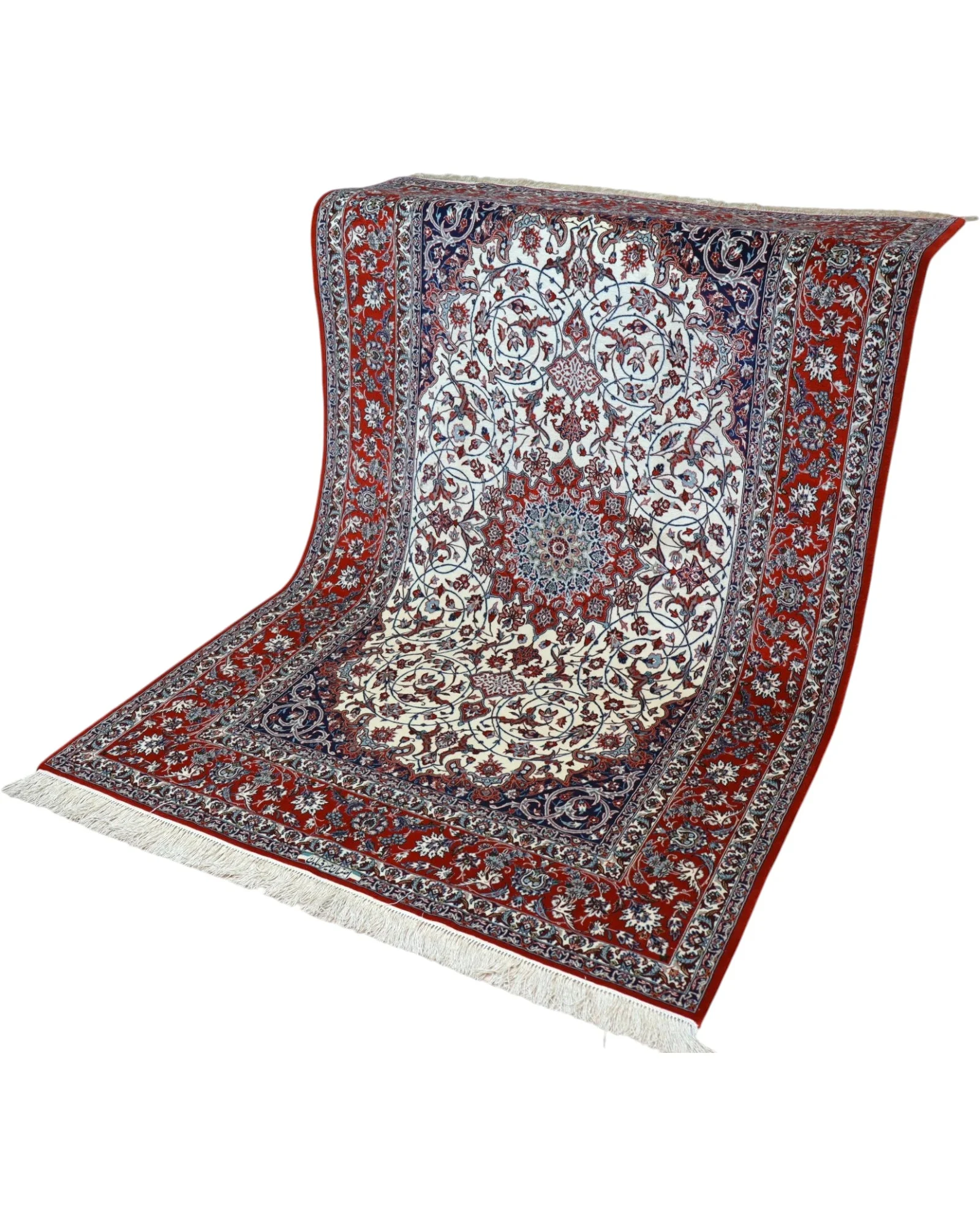 Isfahan Persian Rug 238 × 154 cm, Wool & Silk, hand-knotted