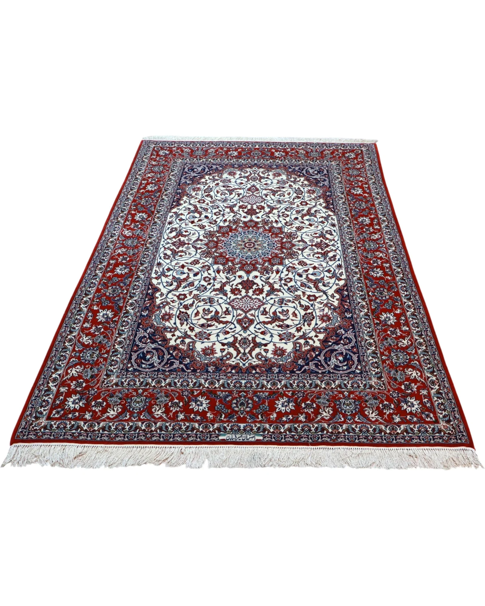 Isfahan Persian Rug 238 × 154 cm, Wool & Silk, hand-knotted