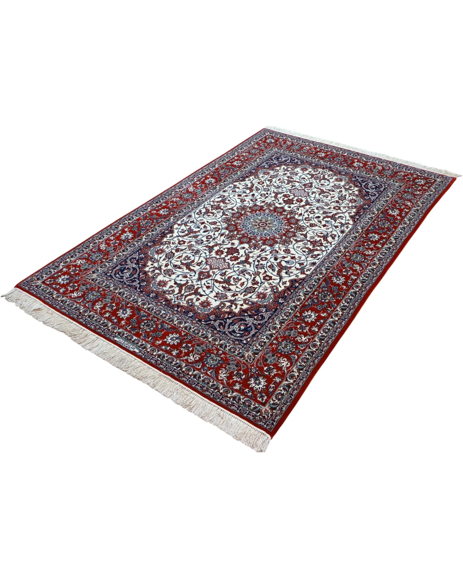 Isfahan Persian Rug 238 × 154 cm, Wool & Silk, hand-knotted