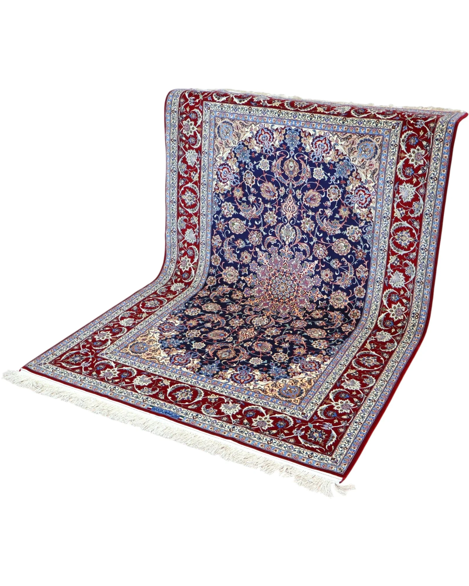 Isfahan Persian Rug 230 × 158 cm, Wool & Silk, hand-knotted