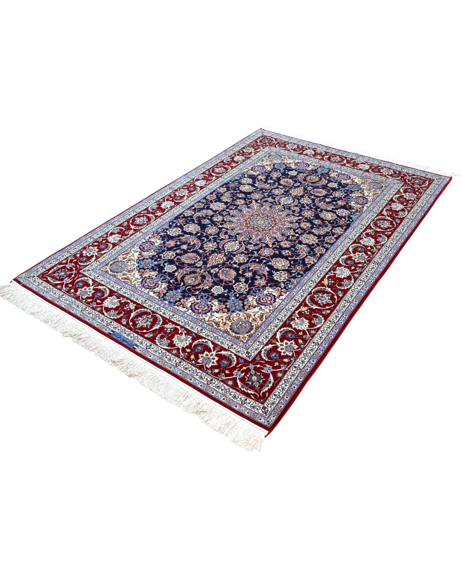 Isfahan Persian Rug 230 × 158 cm, Wool & Silk, hand-knotted