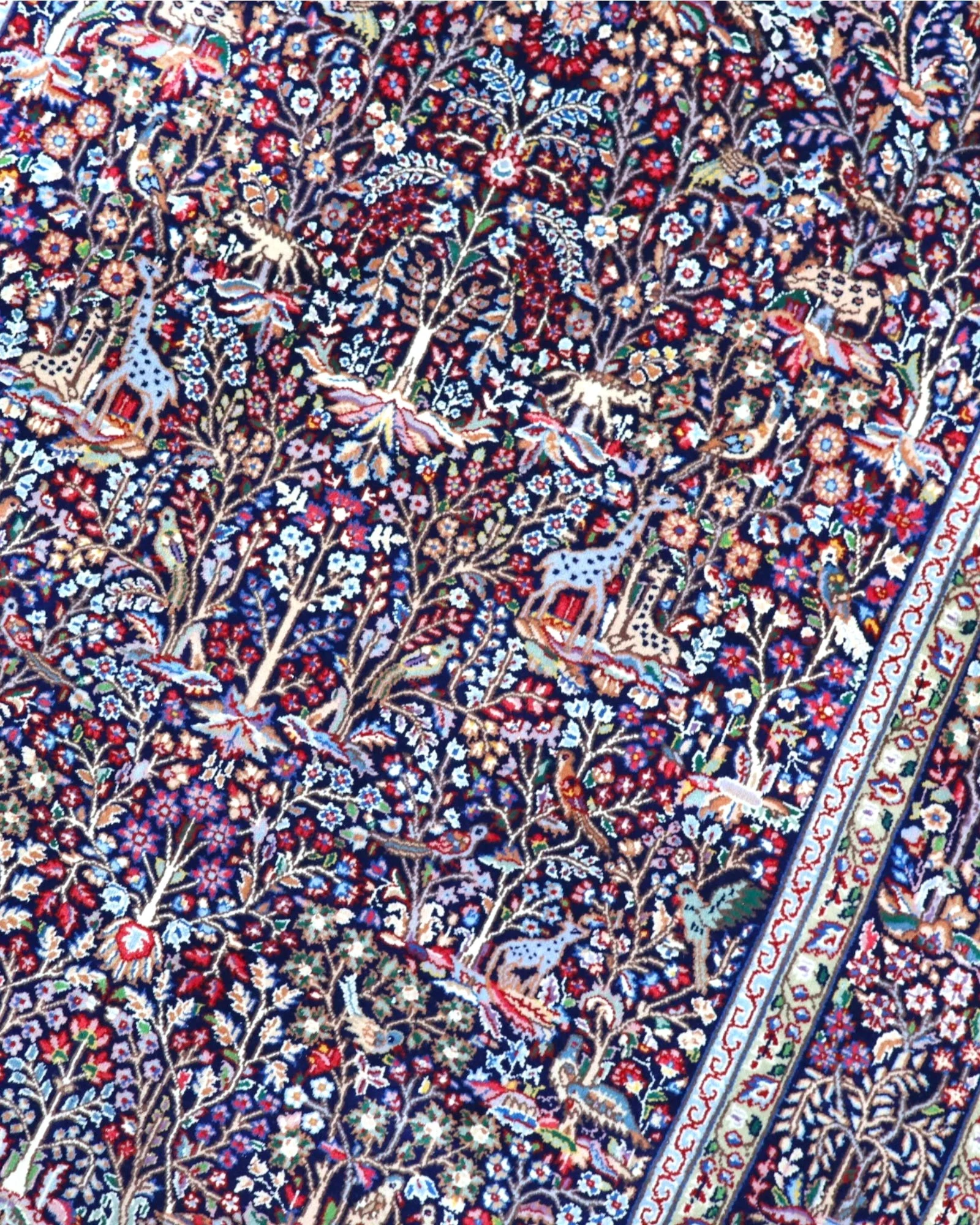 Hand-Knotted Wool & Silk Kerman Persian Rug, 230 × 151 cm
