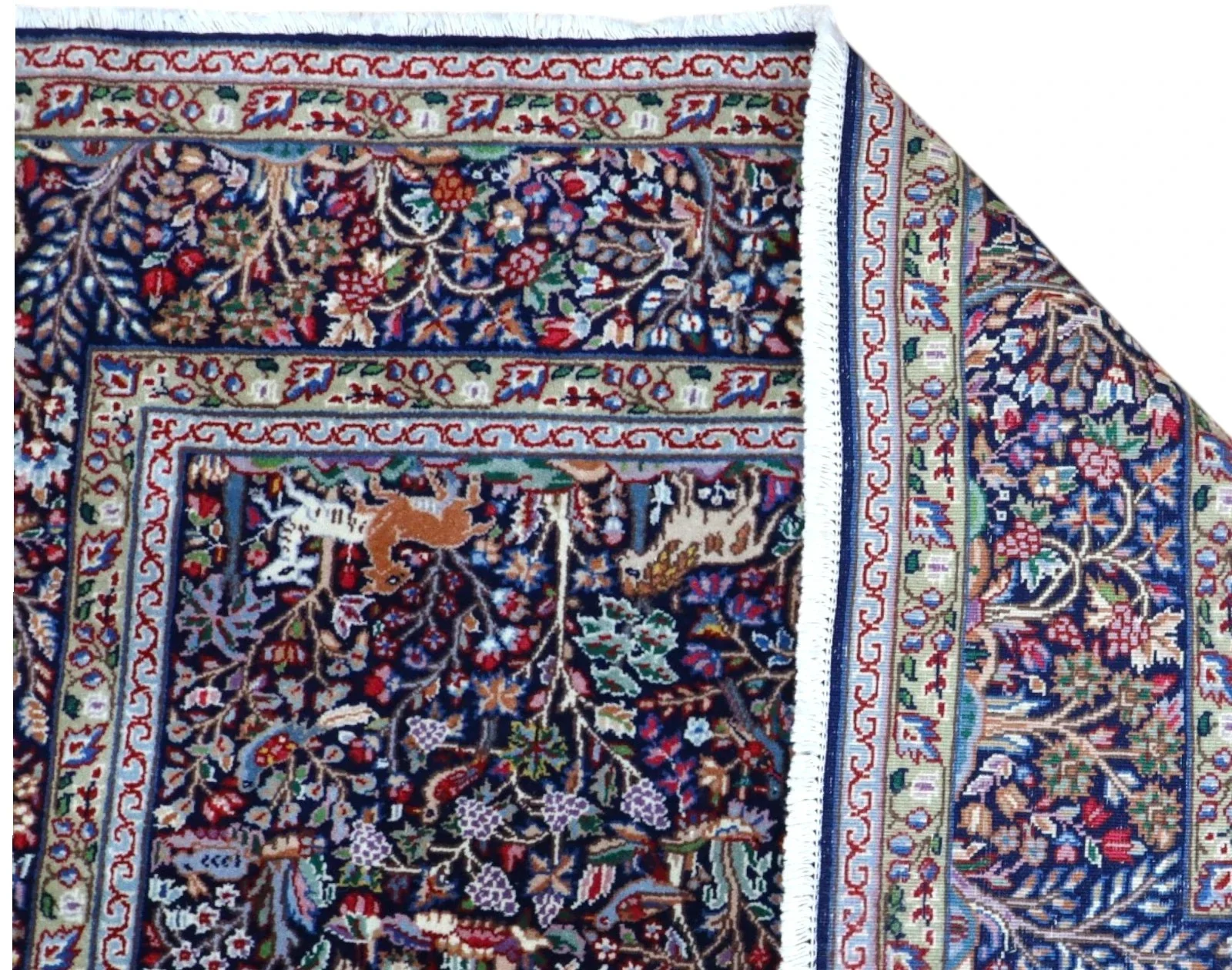 Hand-Knotted Wool & Silk Kerman Persian Rug, 230 × 151 cm