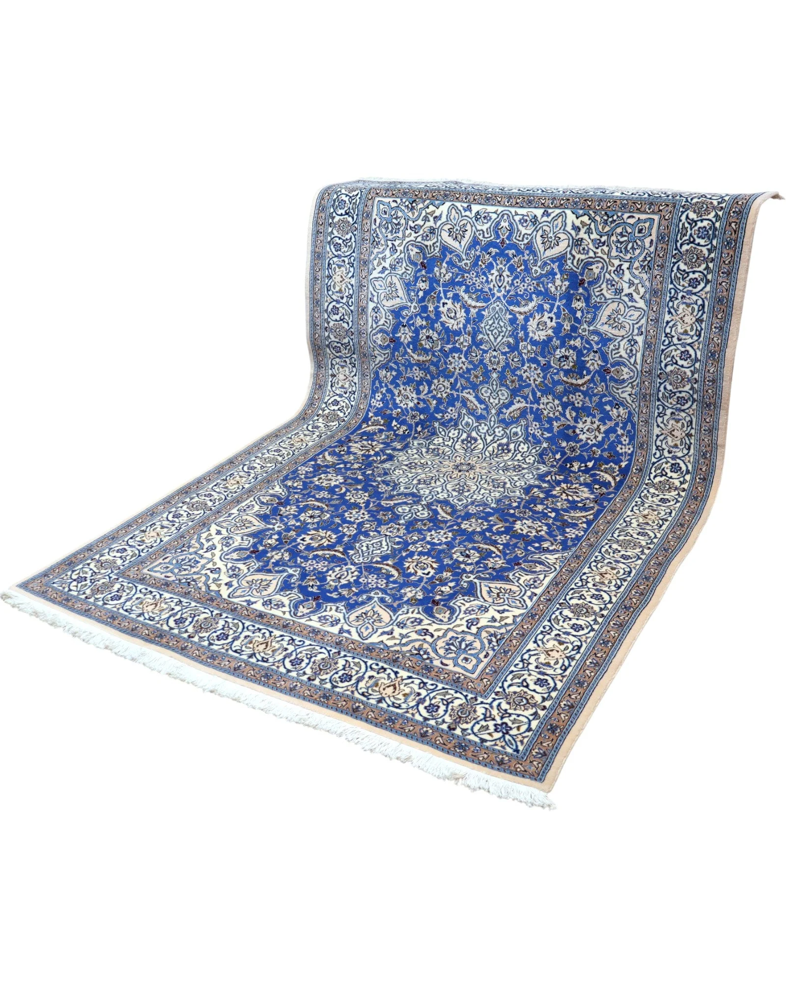 Nain Persian Rug — hand-knotted, 217 × 176 cm, Wool & Silk
