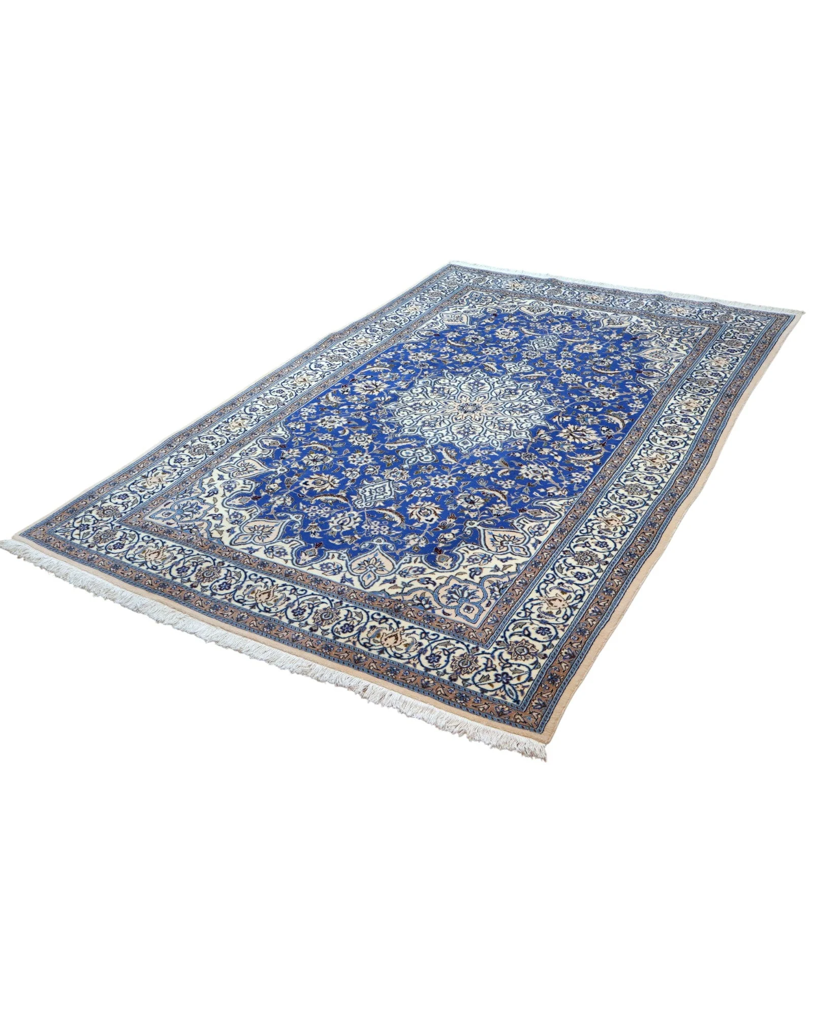 Nain Persian Rug — hand-knotted, 217 × 176 cm, Wool & Silk