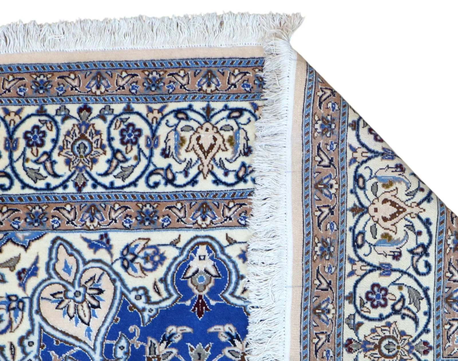 Nain Persian Rug — hand-knotted, 217 × 176 cm, Wool & Silk