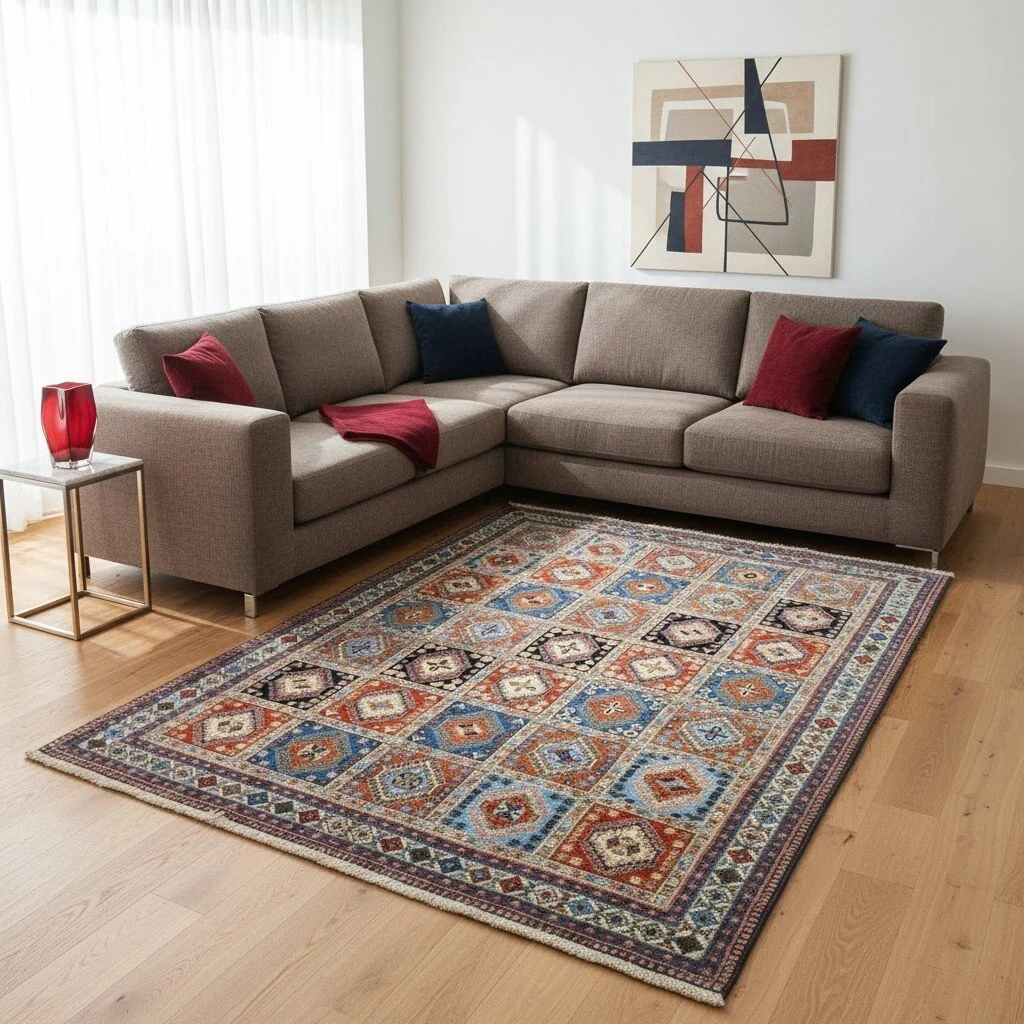 Hand-Knotted Wool Persian Rug, 290 × 204 cm