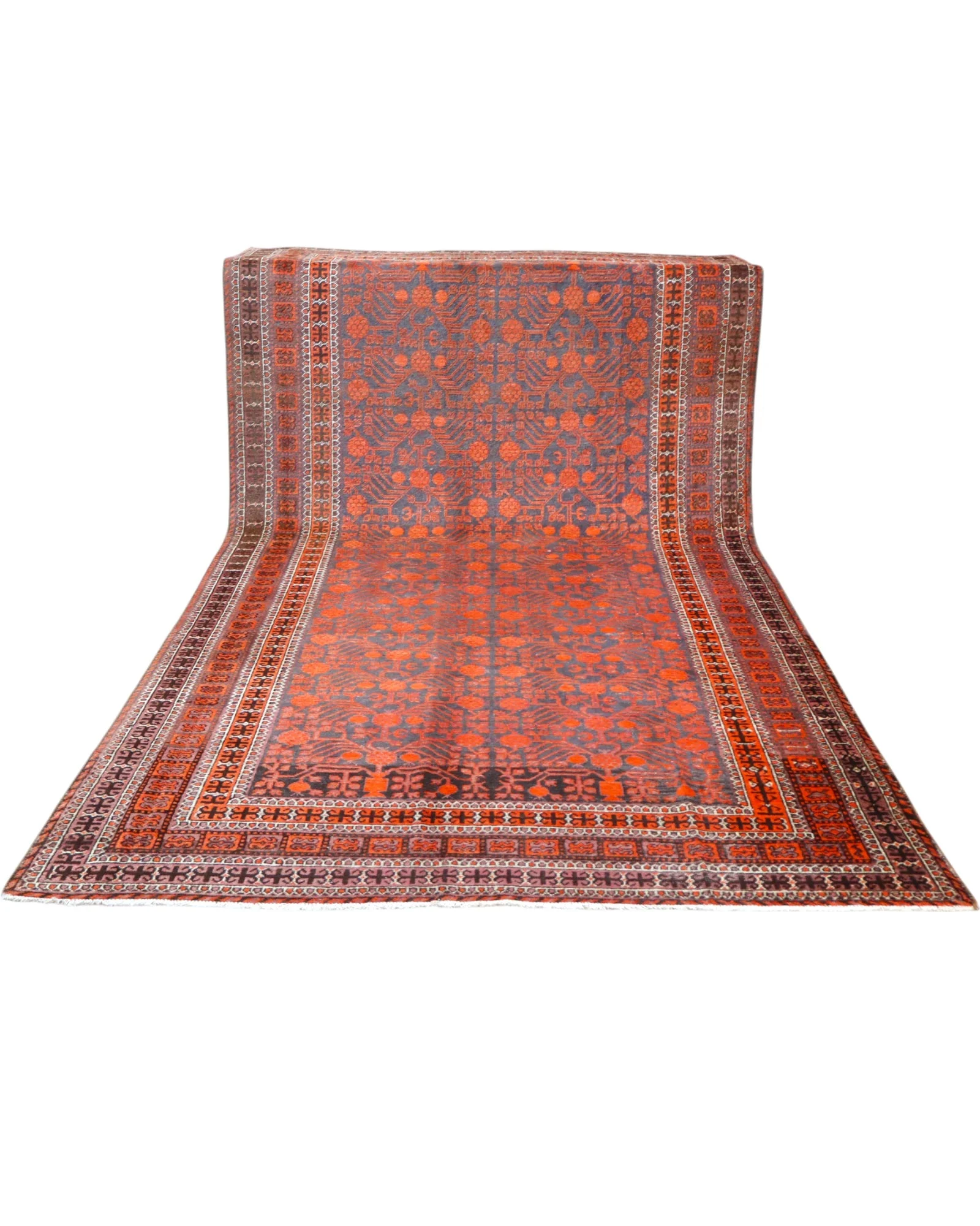 Baluch Persian Rug — hand-knotted, 376 × 191 cm, Wool