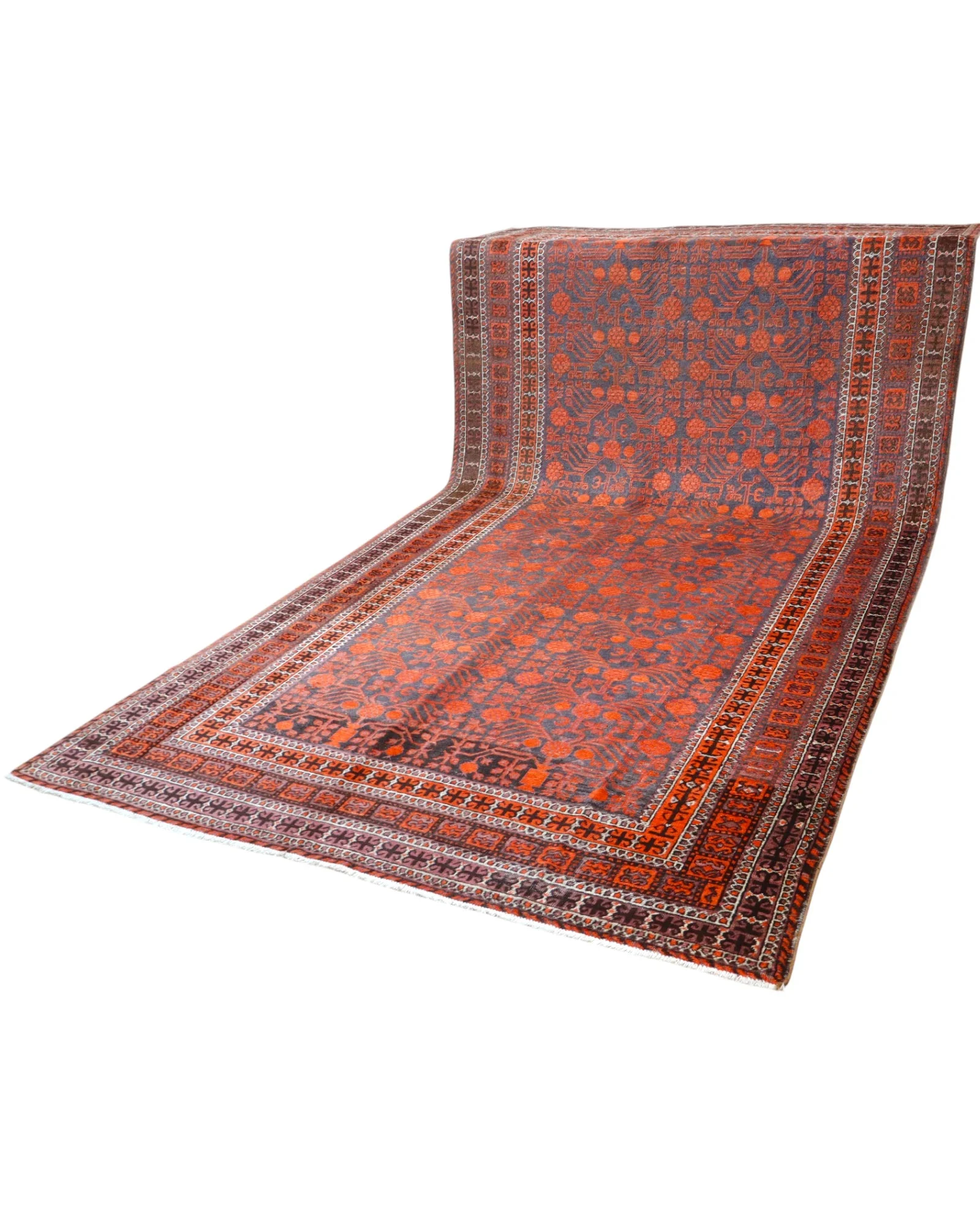 Baluch Persian Rug — hand-knotted, 376 × 191 cm, Wool