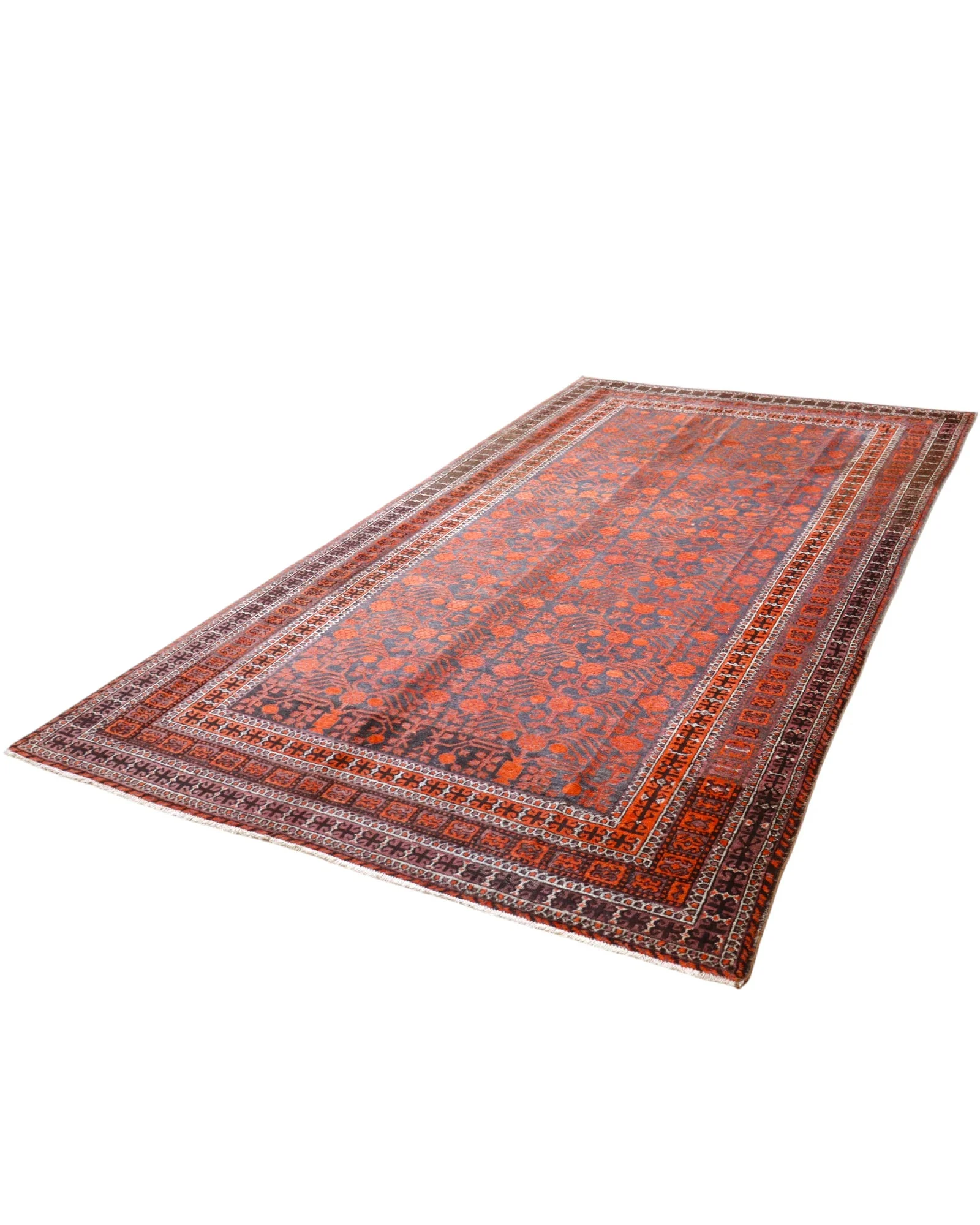 Baluch Persian Rug — hand-knotted, 376 × 191 cm, Wool