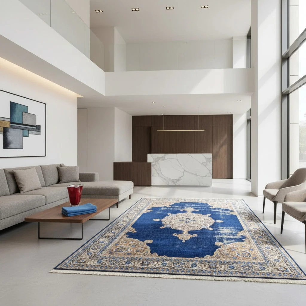 Hand-Knotted Wool Kerman Persian Rug, 348 × 254 cm